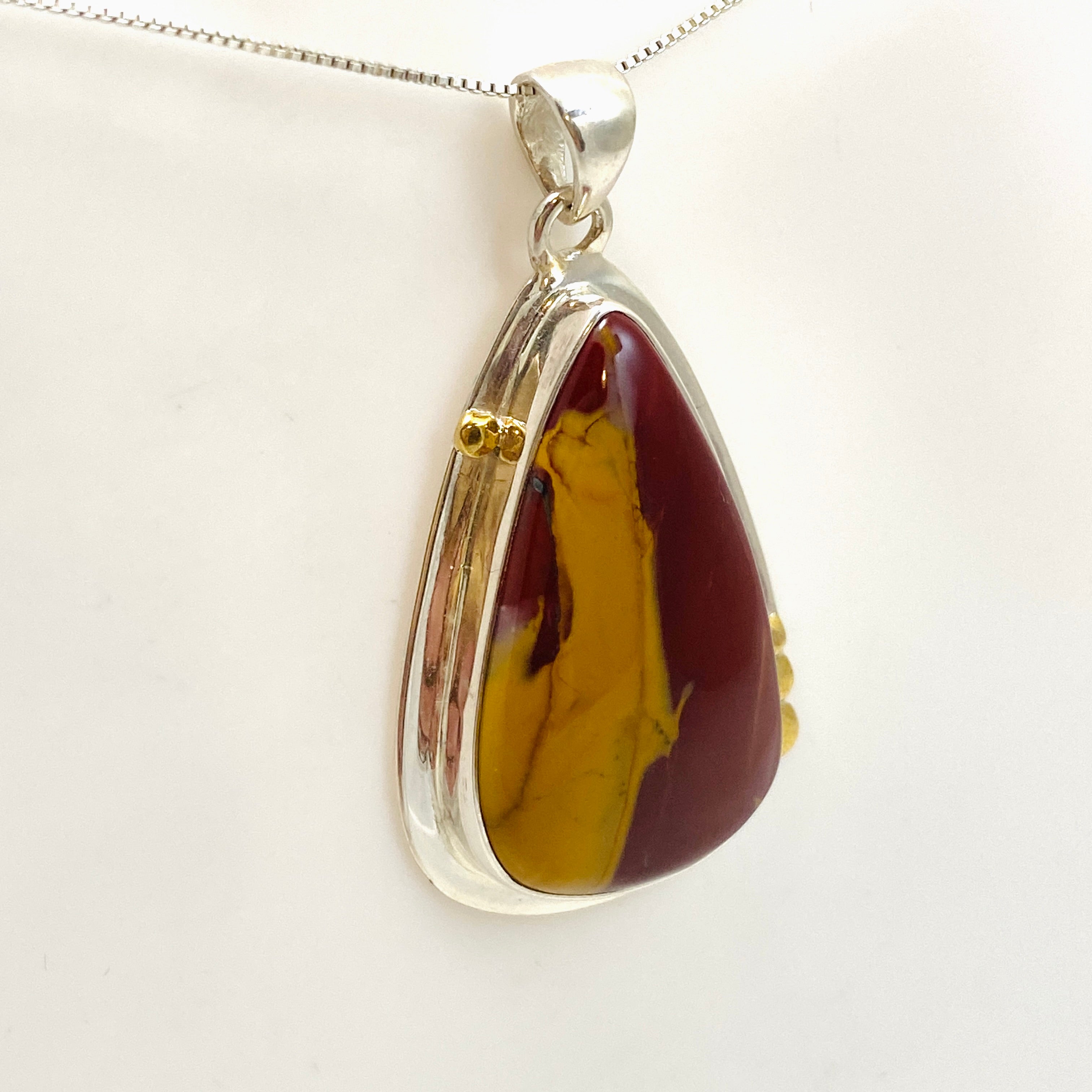 Natural Mookaite Teardrop Cabochon Pendant with Brass Accents - Handmade Jewelry KPGJ4840 | Perfect for Boho Style, Gift Giving & Spiritual Healing