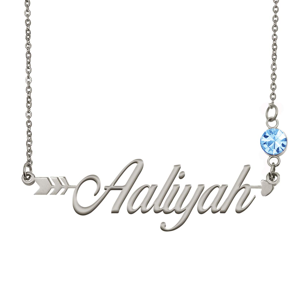 Personalized Silver Name Necklace with Birthstone - Perfect Gift for Her