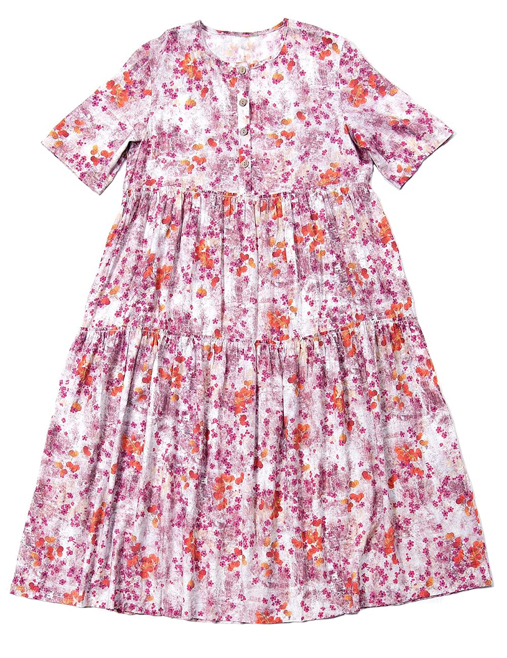 Women's Casual Loose Bohemian Floral Maxi Dress with Pockets - Short Sleeve Summer Beach Swing Dress for Vacation, Outdoor Parties & Boho Fashion