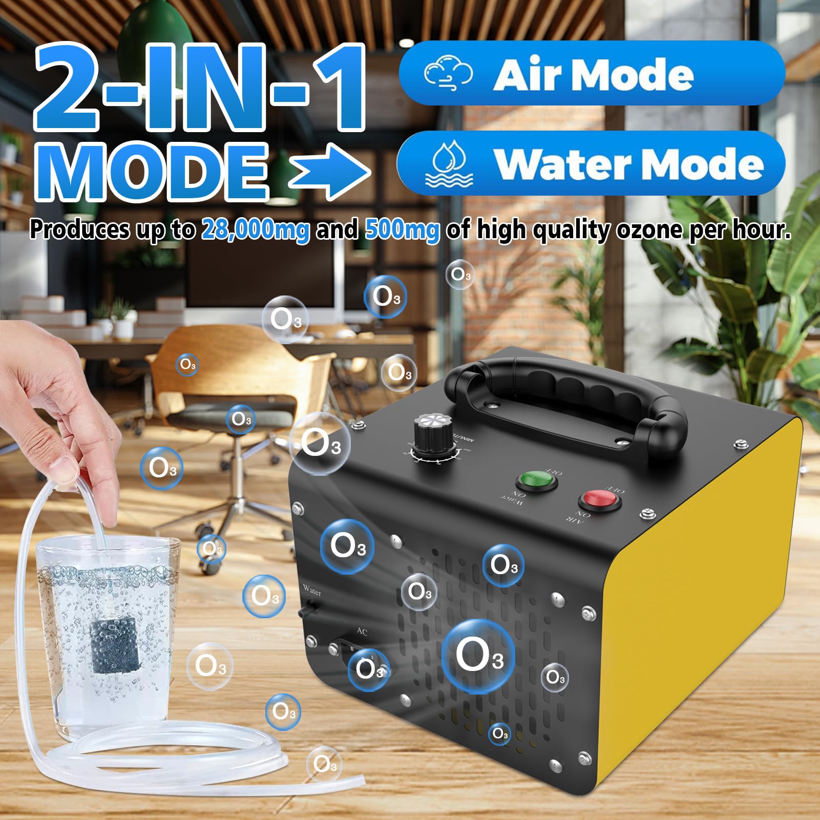JOBYNA Ozone Generator - 28,000mg/h Air Purifier & 500mg/h Water Purification - High Capacity Ozone Machine for Home, Industrial & Commercial Use - Eliminates Odors in Cars, Houses, Rooms from Smoke & Pets - Perfect for Air Purification, Water Treatment & Odor Removal