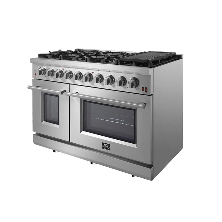 Premium Forno 48-Inch Gas Range, Range Hood & 36-Inch Refrigerator Bundle - Complete Kitchen Appliance Package for Modern Homes & Professional Chefs