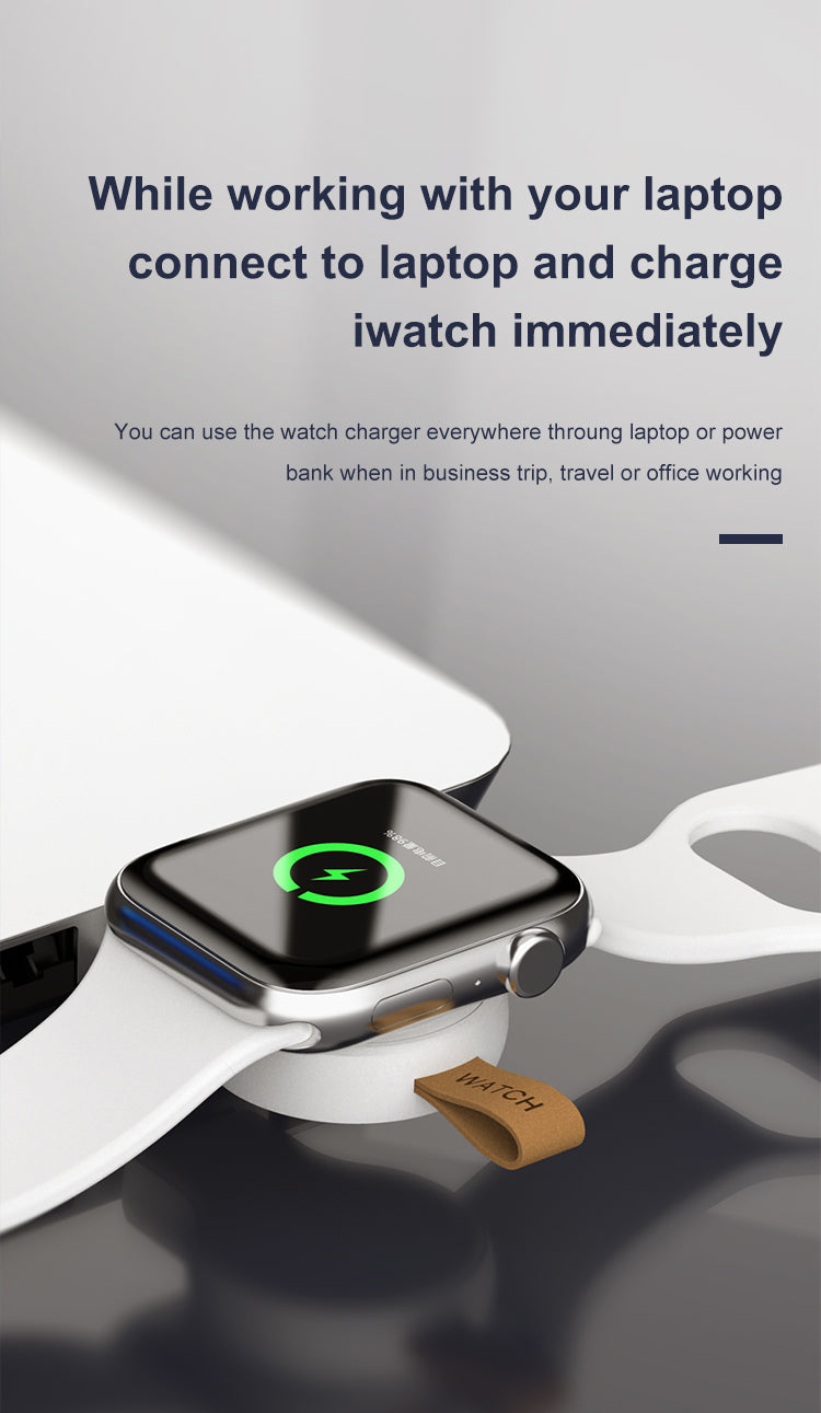Apple Watch Charger - Portable Mini Magnetic Wireless Charging Dock with USB Cable | Fast Charging for Apple Watch Series 9/8/7/6/SE | Perfect for Travel, Office & Home Use