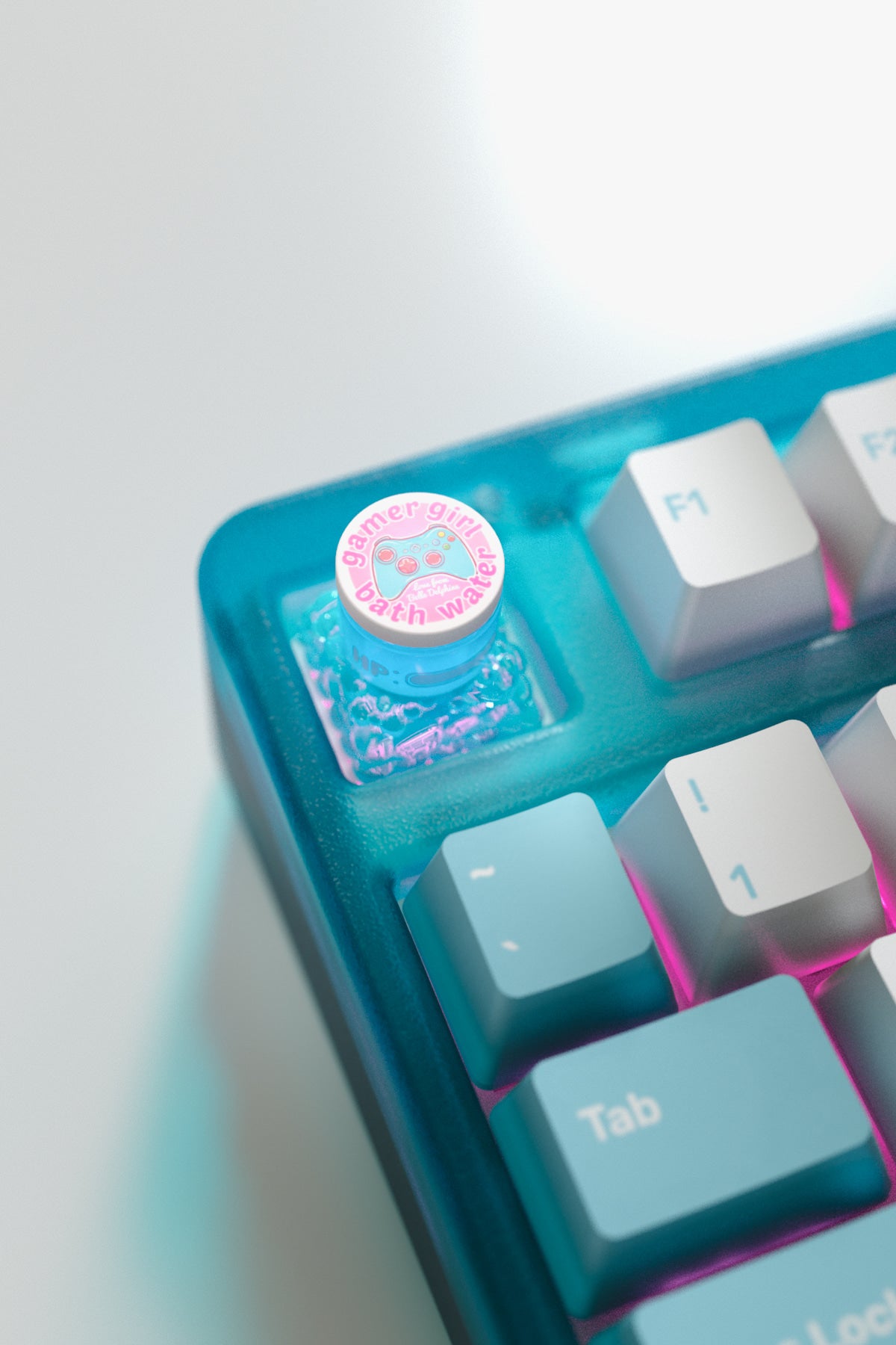 Belle Delphine Bathwater Bottle Keycap - Custom Mechanical Keyboard Keycap - Novelty Gamer Gift for PC Enthusiasts - Perfect for Gaming Setups, Streamer Accessories & Collector Items
