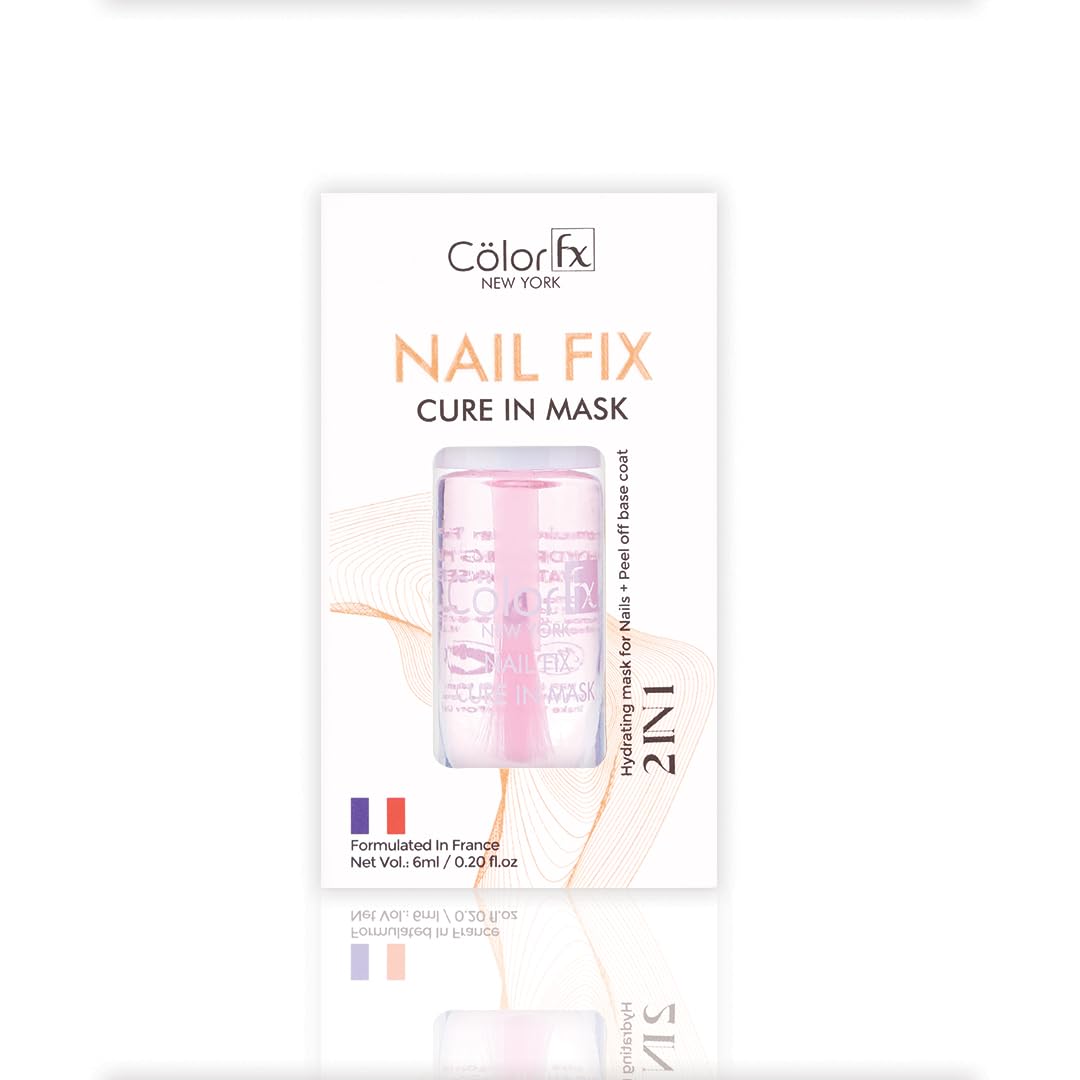 Color FX Nail Fix Cure in Mask - Peel Off Nail Polish & Base Coat for Hydration & Cuticle Care (6ml) | At-Home Manicure & Nail Repair Solution
