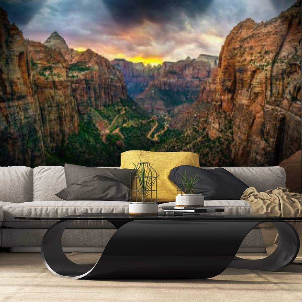 Zion National Park Panoramic Wall Mural - Peel & Stick Self-Adhesive Wallpaper | Large Removable Vinyl Wall Sticker for Home Decor | Perfect for Living Room, Bedroom & Office Accent Walls