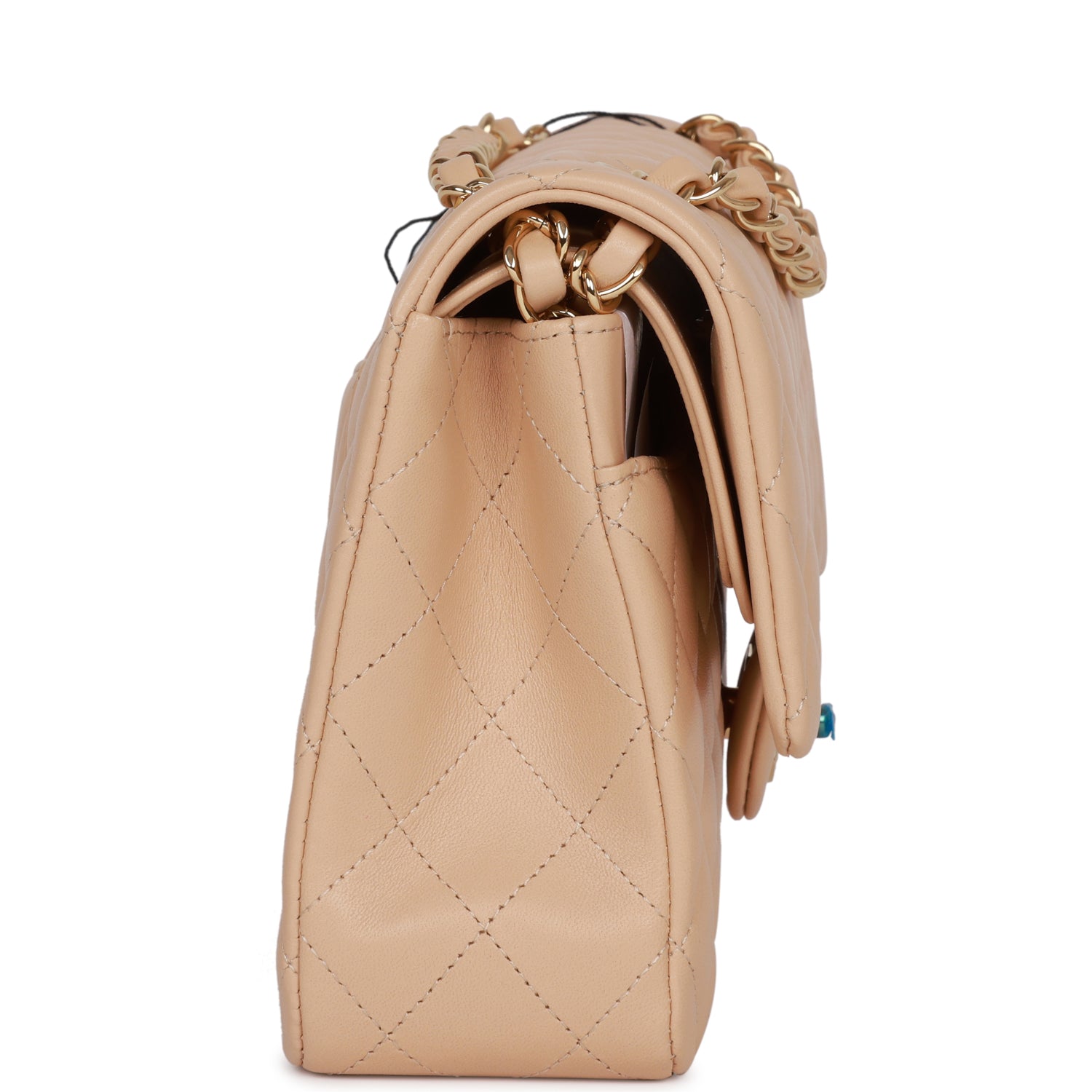 Chanel Medium Classic Double Flap Bag Beige Lambskin Light Gold Hardware - Luxury Designer Handbag for Women, Perfect for Work, Date Night & Special Occasions