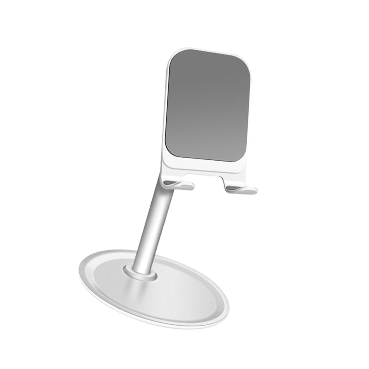 Adjustable Rotating Metal Phone Stand Holder - Wooden Base Desk Mount for Smartphones, Tablets & Computers | Perfect for Office, Home & Crafting Use