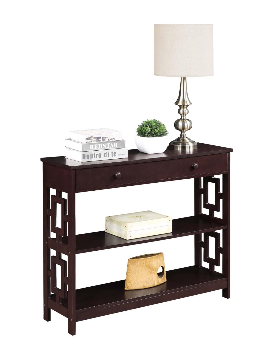 Convenience Concepts Town Square Console Table - Espresso Finish - Entryway Sofa Table for Hallway, Living Room & Home Decor