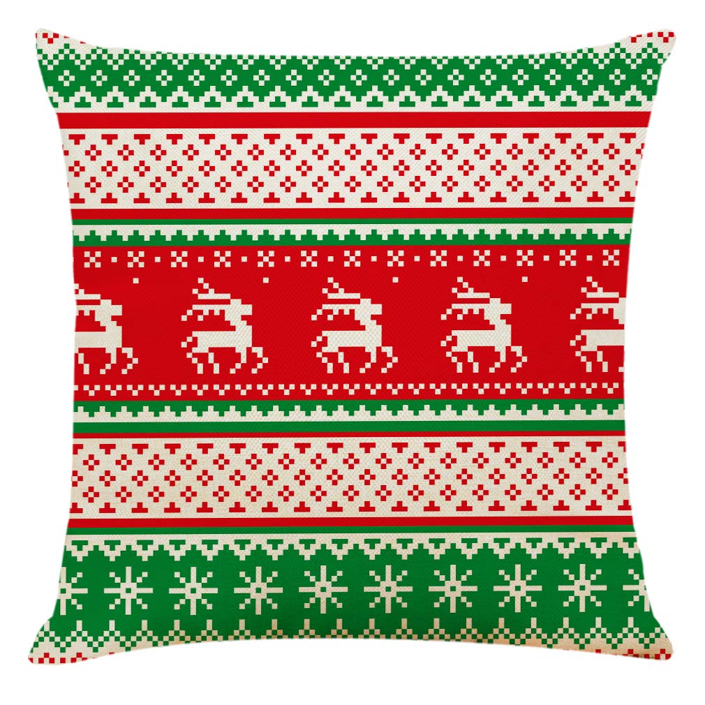 Ogrmar 4-Piece 18x18 Inch Christmas Throw Pillow Covers - Cotton Linen Square Cushion Covers for Sofa, Couch, Bed & Car Decor - Holiday Home Decor & Festive Living Room Accessories (Christmas Green)