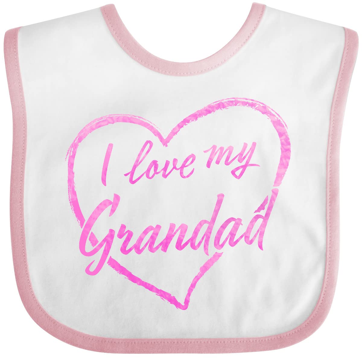 Inktastic I Love My Grandad Baby Bib - Pink Chalk Heart Design - Soft & Absorbent for Infants & Toddlers - Perfect for Feeding, Playtime & Special Occasions