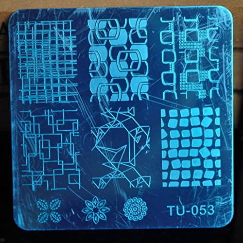 Geometric Nail Stamping Plates - 10pcs Regular Pattern Nail Art Stencils with Printing Template for DIY Nail Designs (Model TU053) | Perfect for Salon, Home Manicure & Nail Art Enthusiasts