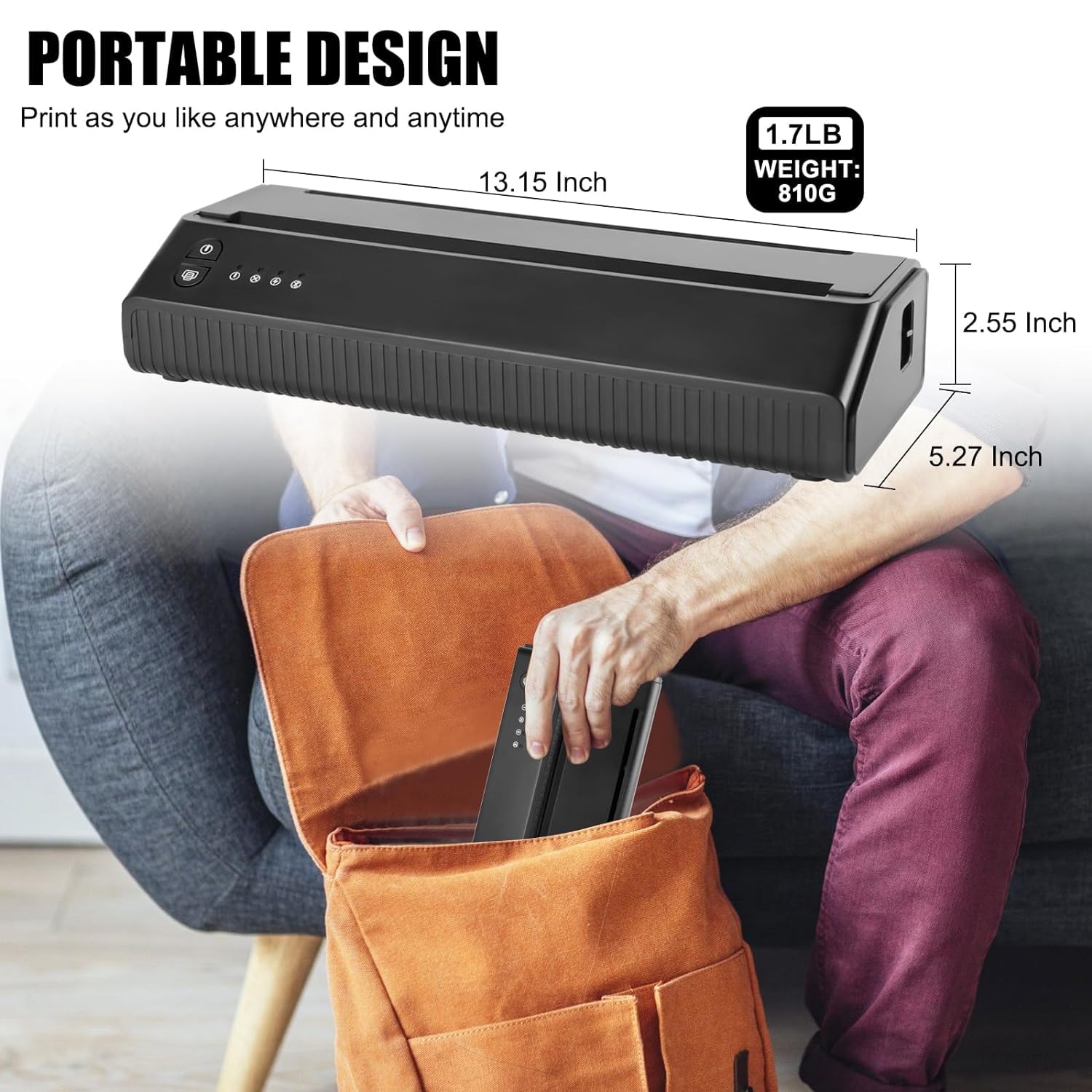 MOKOHOA Bluetooth Tattoo Transfer Printer - Portable Stencil Machine with 10 Sheets Thermal Paper & 2500mAh Battery | Wireless Tattoo Stencil Maker for Professional Artists & Home Use