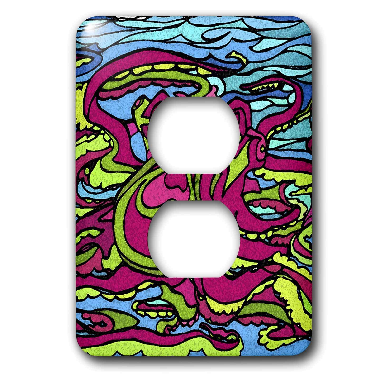 3dRose lsp_13617_6 Pink Octopus 2 Plug Outlet Cover - Decorative Electrical Safety Cover for Kids Room, Nursery & Baby Proofing