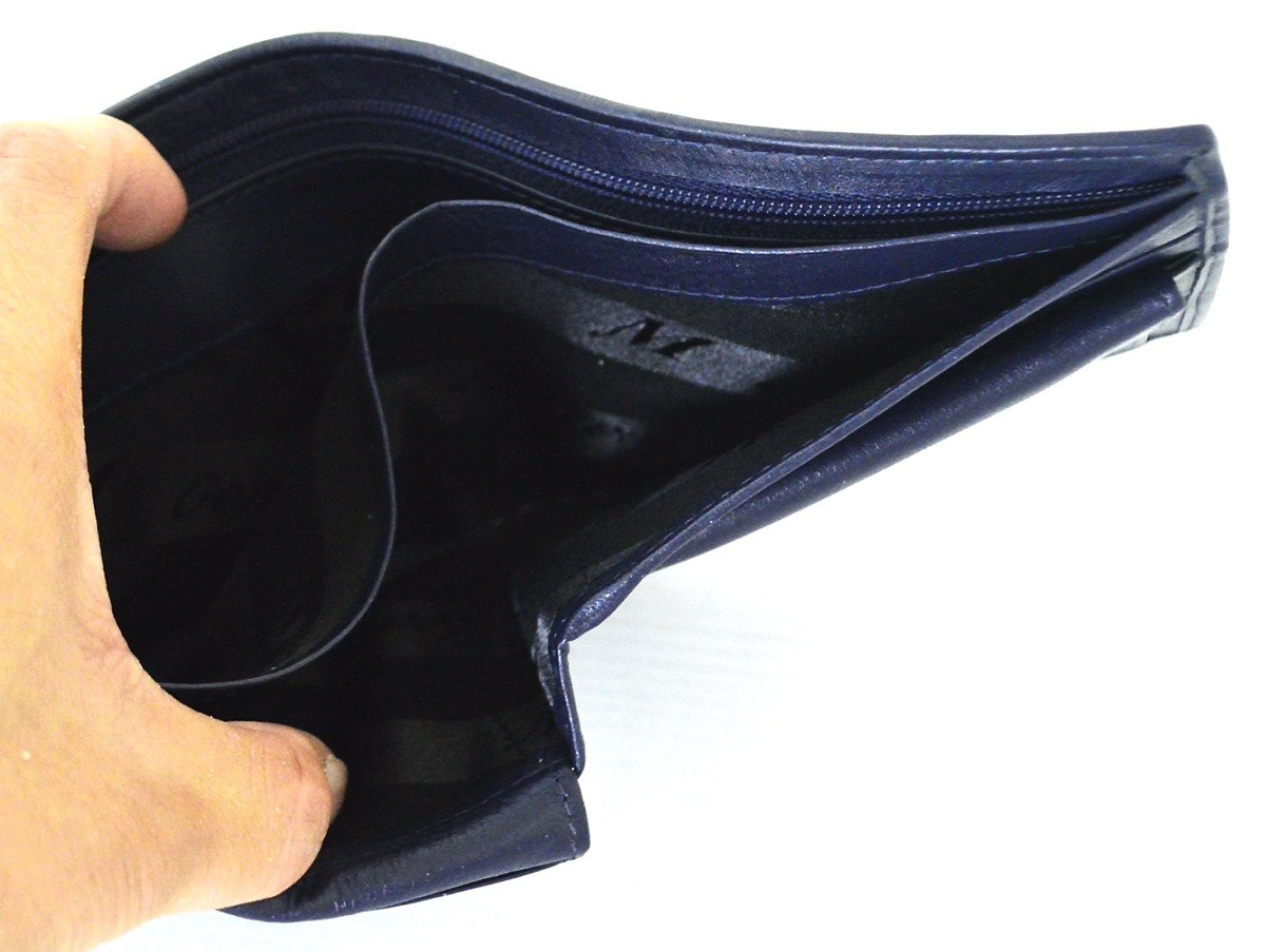 Premium Men's Bifold Crocodile Tail Leather Wallet - Dark Blue | RFID Blocking | Slim Design | Perfect Gift for Dad, Husband & Business Professionals | Everyday Carry & Formal Occasions