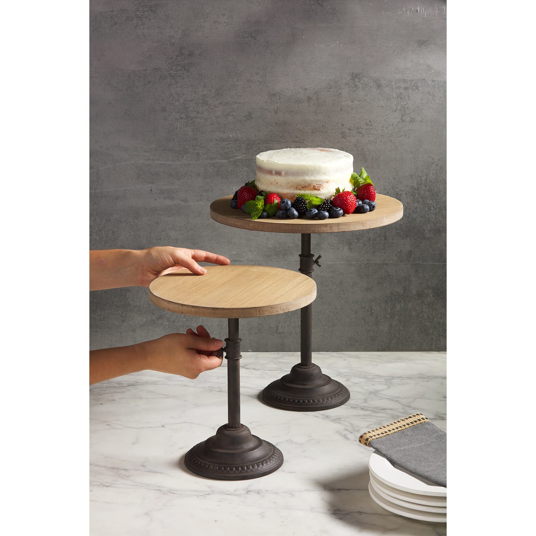 Mud Pie Wood and Iron Adjustable Server - 11