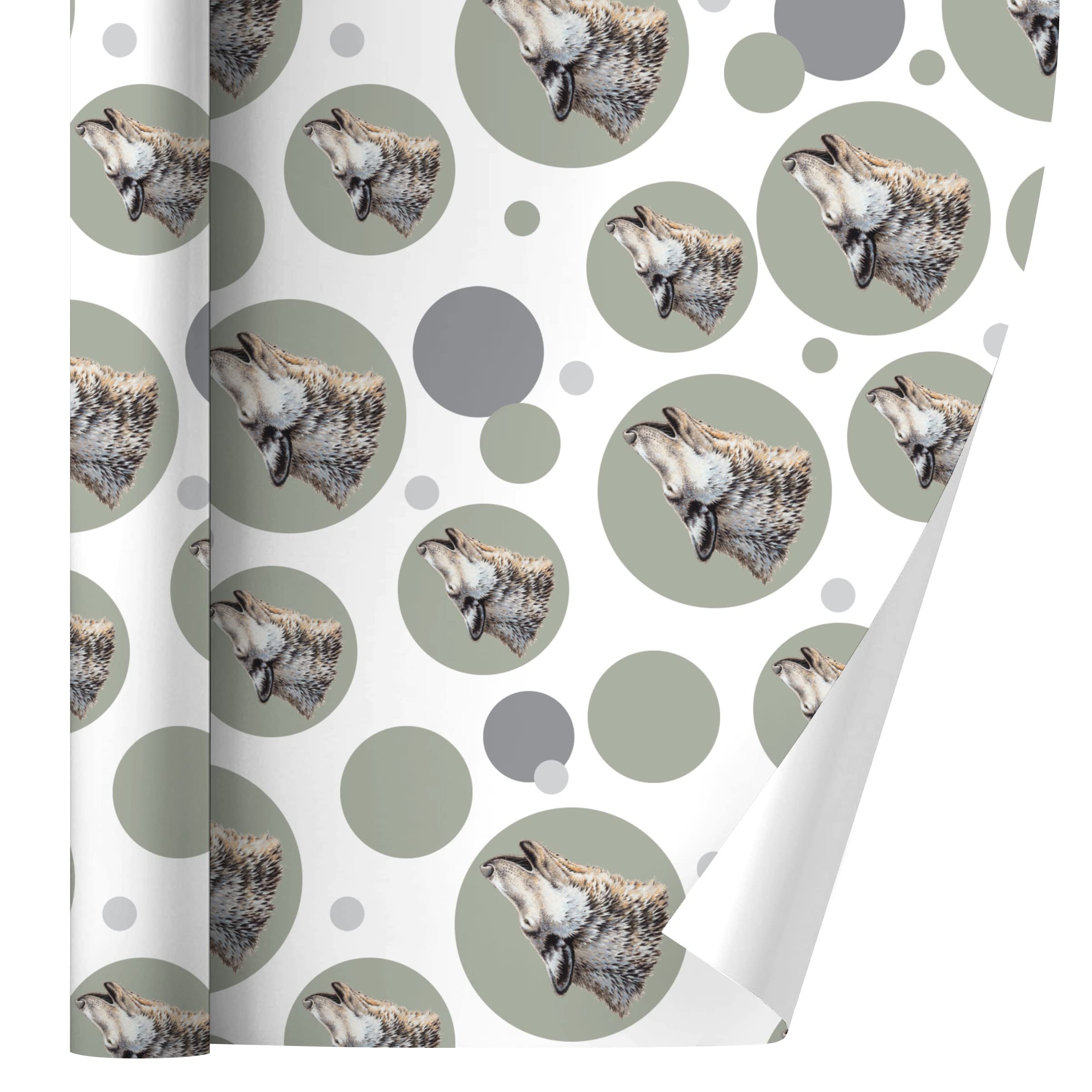Premium Wolf Howling Gift Wrap Paper Roll - 30