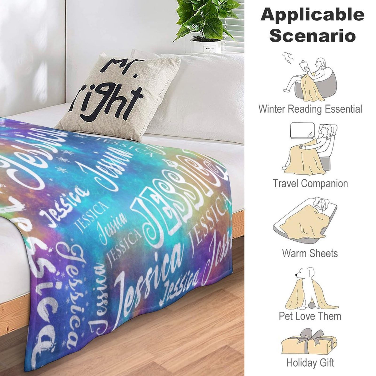 Custom Name Blanket for Kids, Toddlers & Adults - Personalized Baby Blanket Gift for Boys, Girls, Men & Women - 30