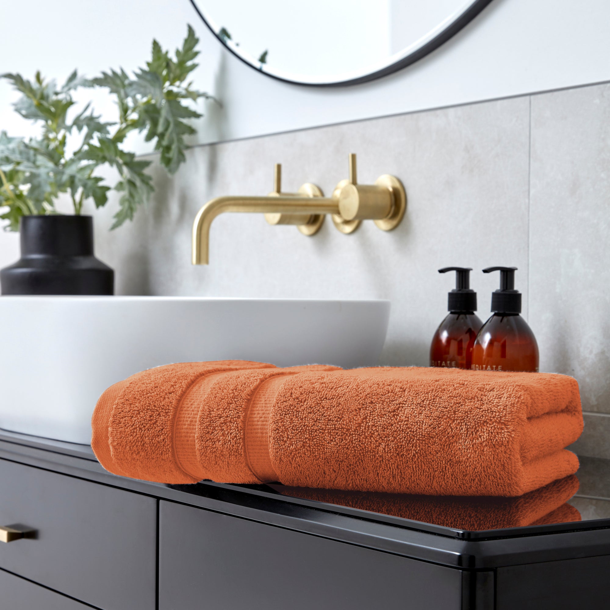 Christy Signum Combed Cotton Bath Towel - Soft & Absorbent Luxury Towel in Amber Color - Perfect for Spa, Bathroom & Beach Use
