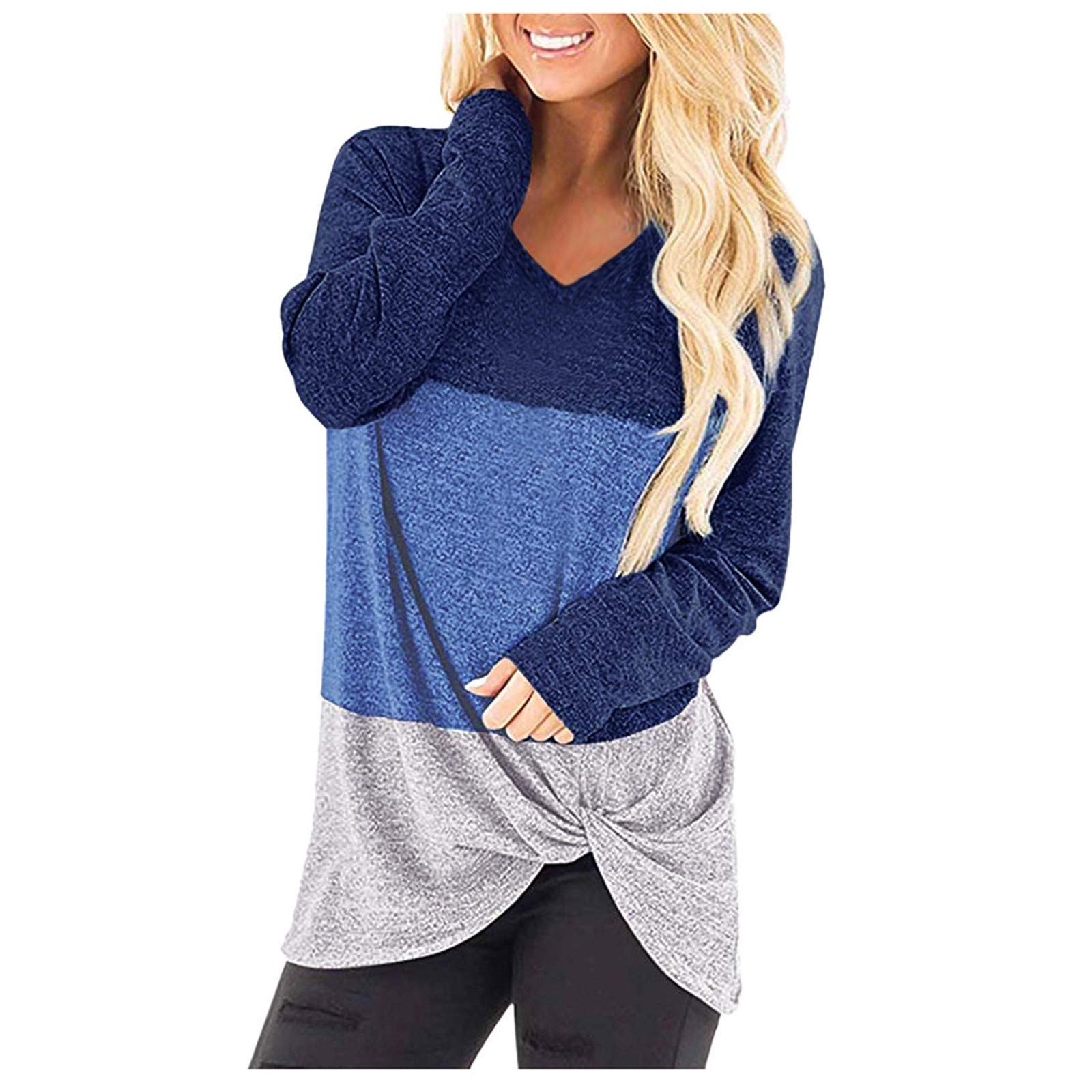 Sexy Women's Tops - Summer & Spring V-Neck Loose Fit T-Shirts with Front Twist Detail (Short/Long Sleeve) | Casual Wear, Date Night, Office Outfits & Weekend Looks