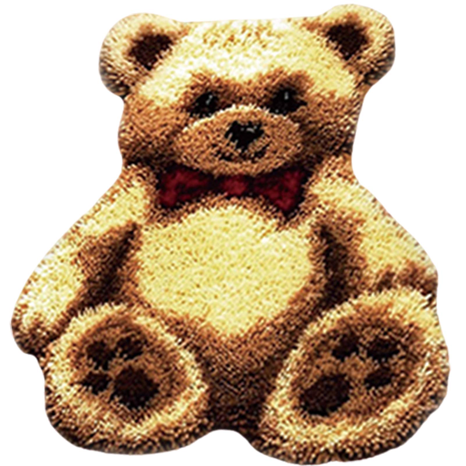 DIY Latch Hook Kit for Adults & Kids - Bear Design Rug Making Kit (96x78cm) - Beginner-Friendly Needlework, Tapestry & Embroidery Project - Perfect Gift for Craft Lovers - Great for Home Decor, Bedroom Rugs & Cozy DIY Projects