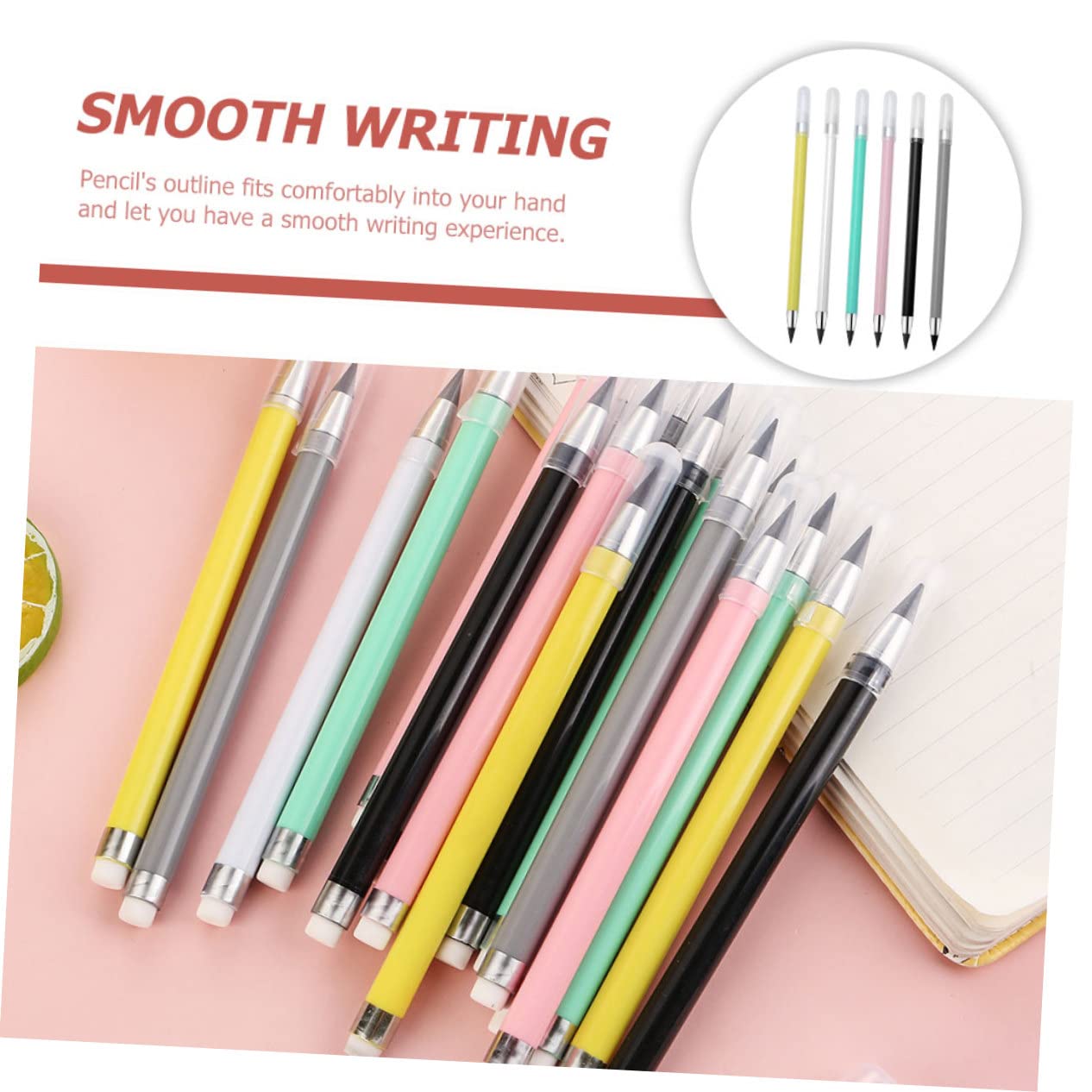 DIYEAH 24 Pcs Eternal Inkless Pencils - No Sharpening Engraved Writing Pencils for Kids, Students & Artists - Perfect for School, Office, Sketching & Creative Drawing Supplies