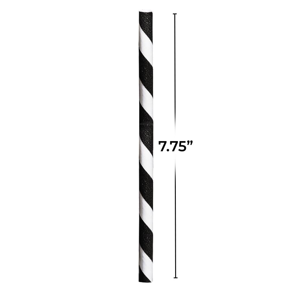 Eco-Friendly Black and White Striped Paper Straws - 24 Pack Biodegradable Drinking Straws for Parties, Weddings, Baby Showers & Summer Beverages - Perfect for Cocktails, Smoothies & Iced Coffee