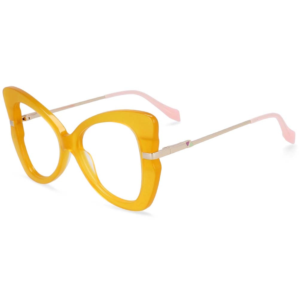 CCspace Women's Full Rim Oversized Acetate Alloy Butterfly Frame Eyeglasses 54326 - Fashionable Reading Glasses for Women, Trendy Cat Eye Glasses for Work & Daily Wear