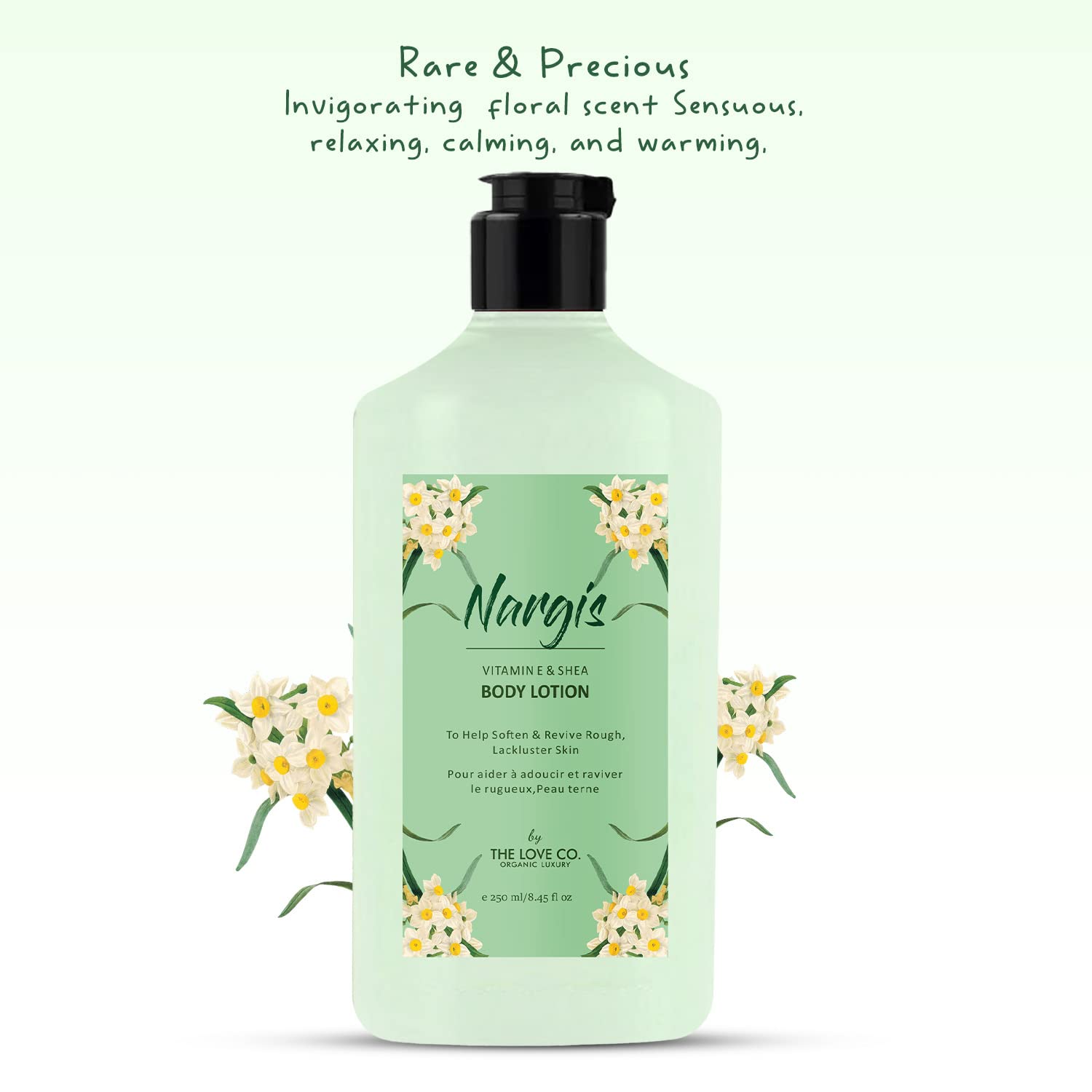 THE LOVE CO. Nargis Body Lotion - Hydrating & Nourishing Dry Skin Moisturizer with Jojoba Oil, Shea Butter & Vitamin E - 250ml - Unisex Daily Moisturizing Cream for Women & Men - Perfect for After Shower, Nighttime Skincare & Winter Care