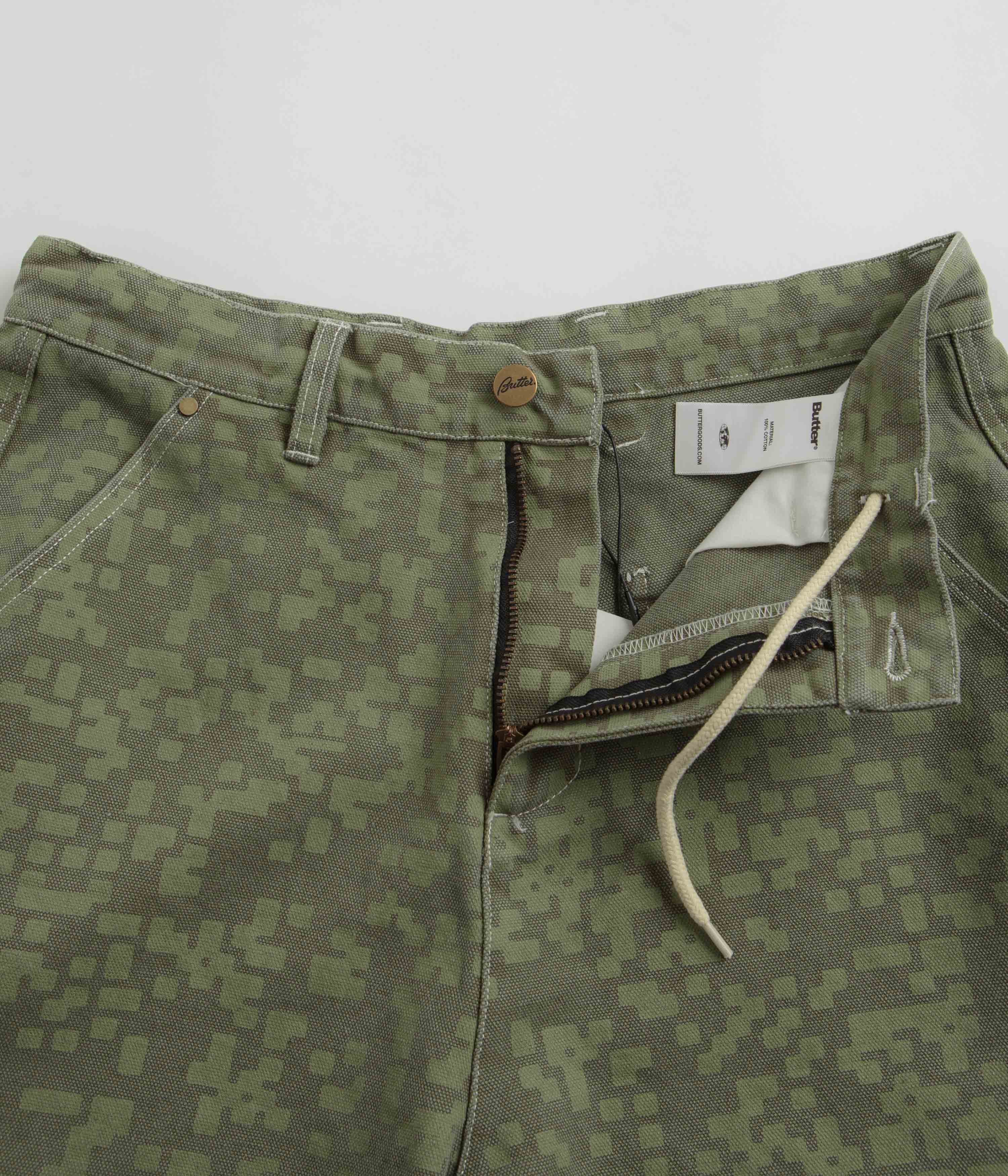 Butter Goods Work Shorts - Durable Army Green Cargo Shorts for Men | Perfect for Outdoor Work, Hiking & Casual Wear