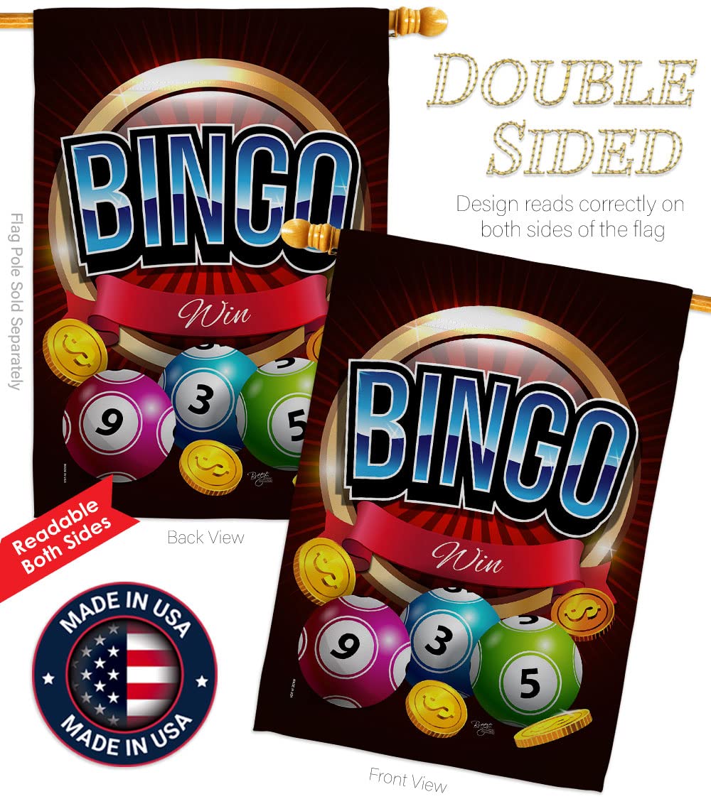 Breeze Decor Bingo House Flag Set 28x40 with Pole - Outdoor Garden Decor