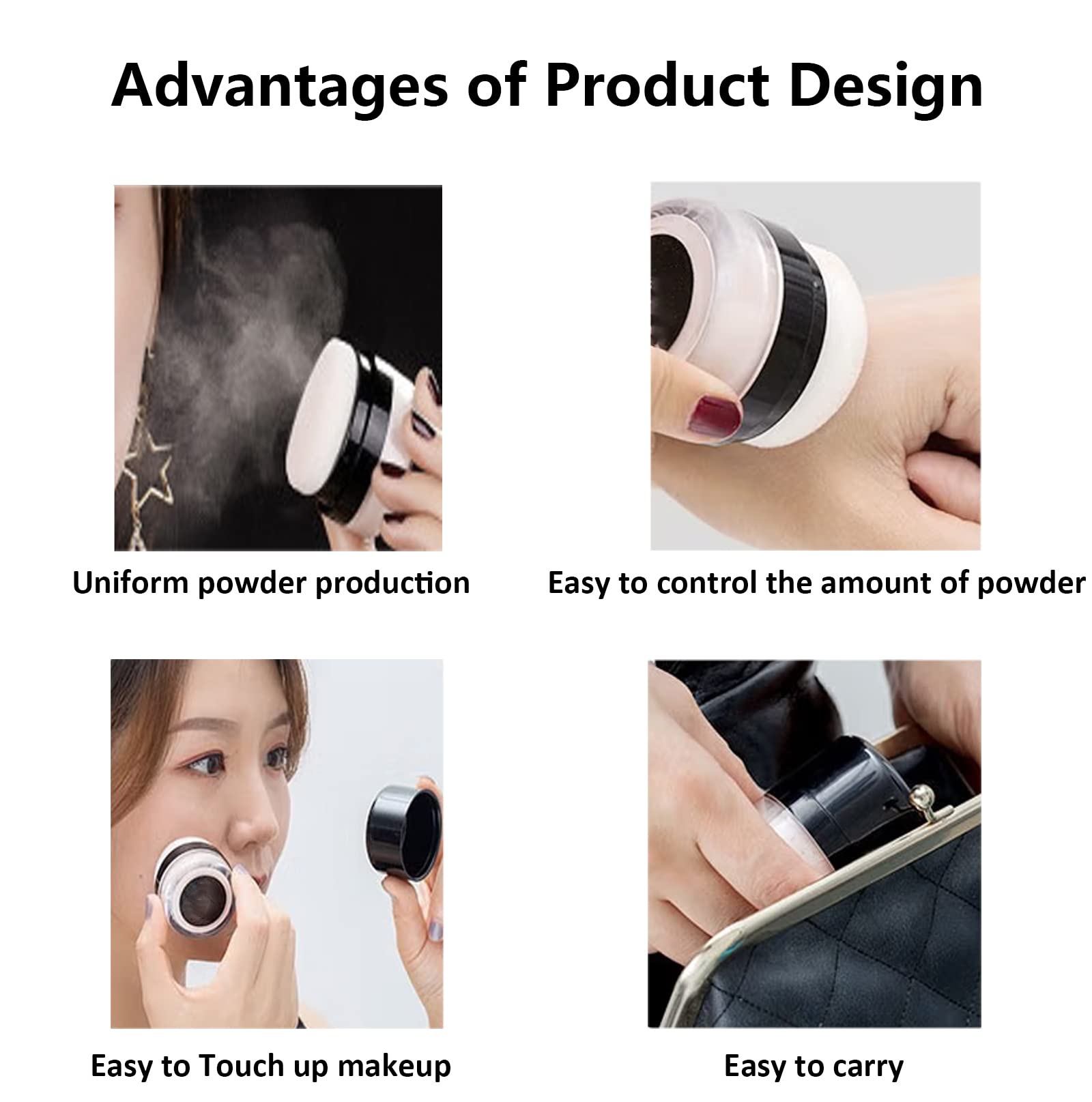 Refillable Travel Size Dry Shampoo Powder Bottle for Women - Reusable Empty Bottle with Powder Sponge Applicator & Mirror - Perfect for On-the-Go Hair Care, Gym, Travel & Quick Touch-Ups