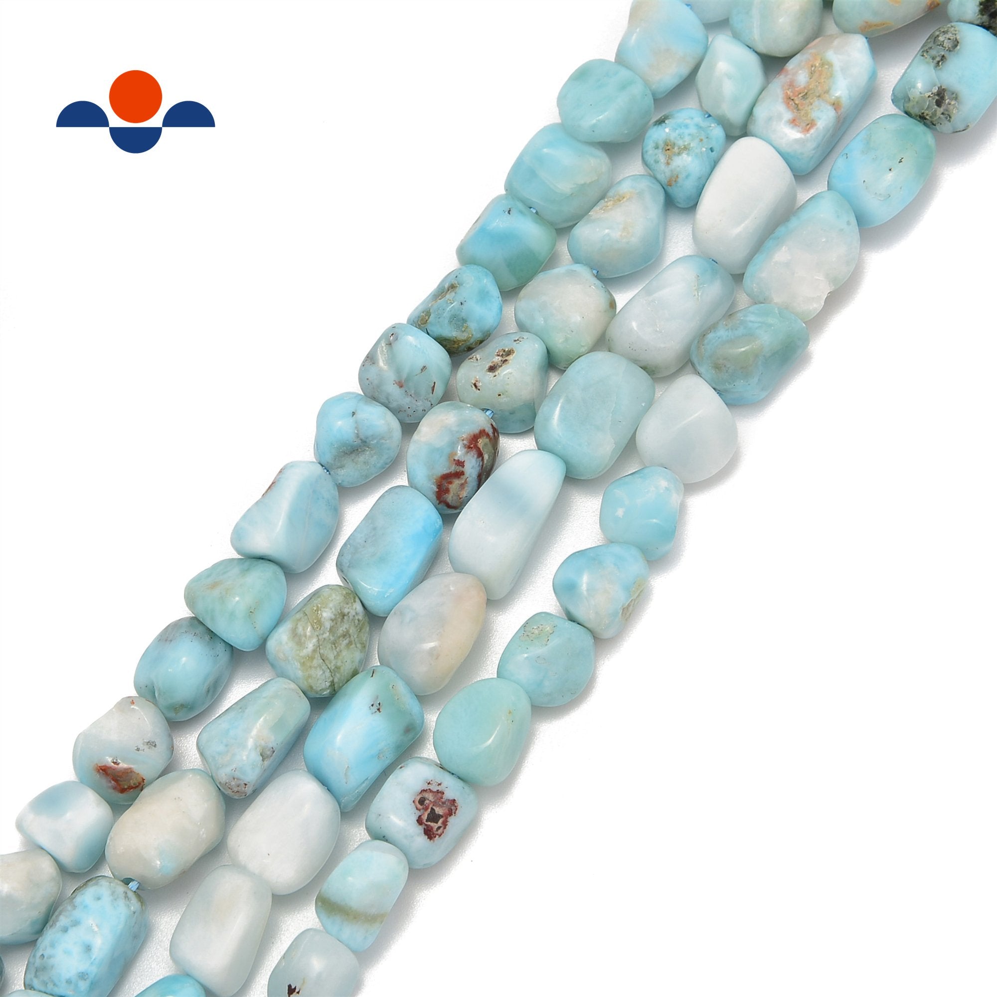 Larimar Tumbled Nugget Beads 8x12mm to 18x25mm - Natural Blue Gemstone Beads for Jewelry Making - Perfect for Necklaces, Bracelets & DIY Crafts