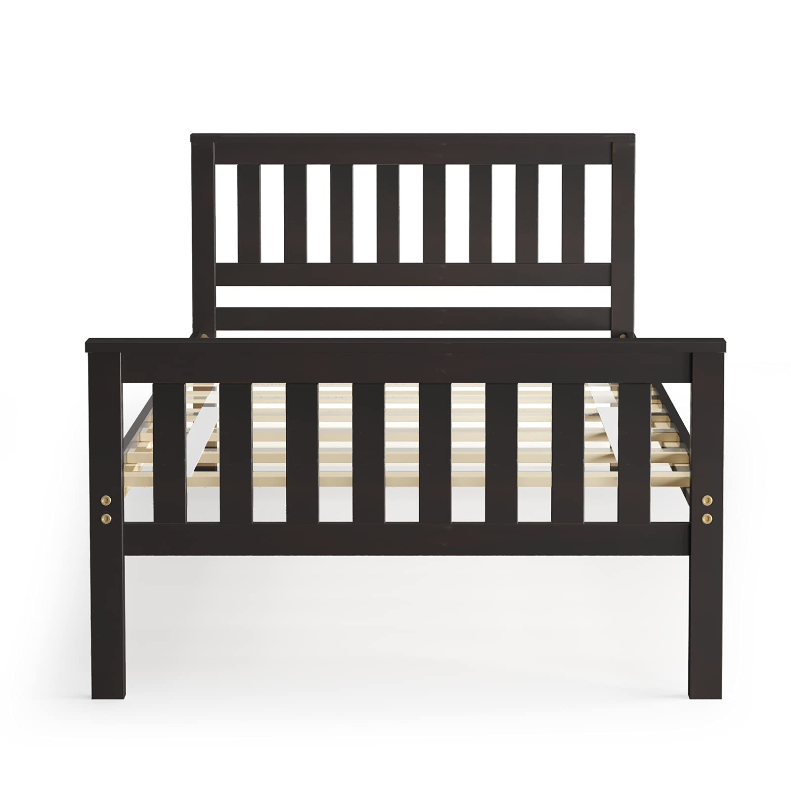 Giantex Twin Bed Frame with Headboard - 12 Inch Sturdy Wood Platform Bed Base, Wood Slat Support, No Box Spring Needed, Easy Assembly - Perfect for Guest Rooms, Dorms & Small Spaces