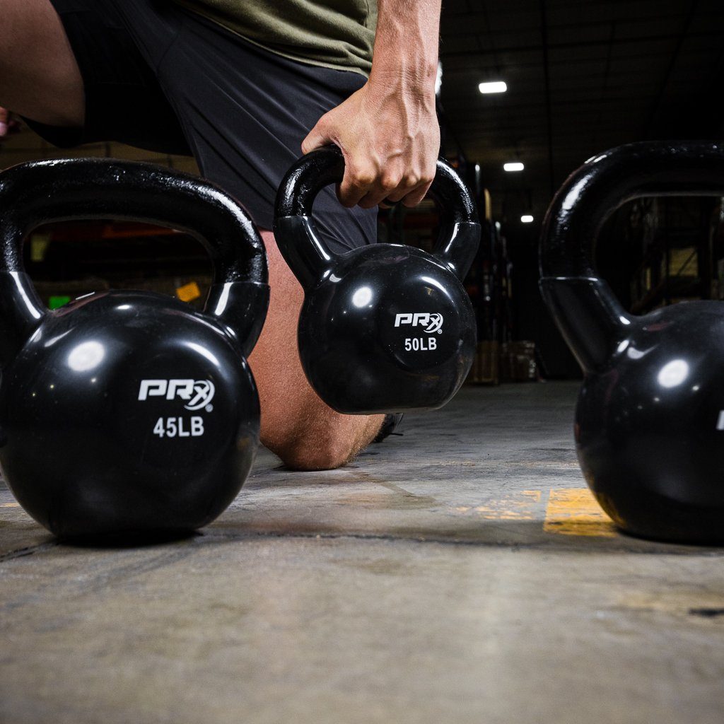 PRx Vinyl Kettlebells - Durable Home Gym Equipment for Strength Training, Weightlifting & CrossFit Workouts - Perfect for Home Fitness, Garage Gym & Functional Training