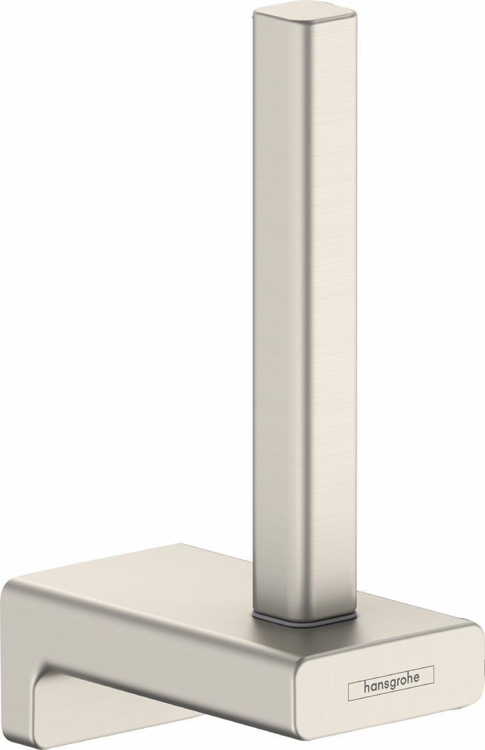 Hansgrohe AddStoris Brushed Nickel Toilet Paper Holder 41756820 - Modern Bathroom Tissue Roll Dispenser for Home & Office Use