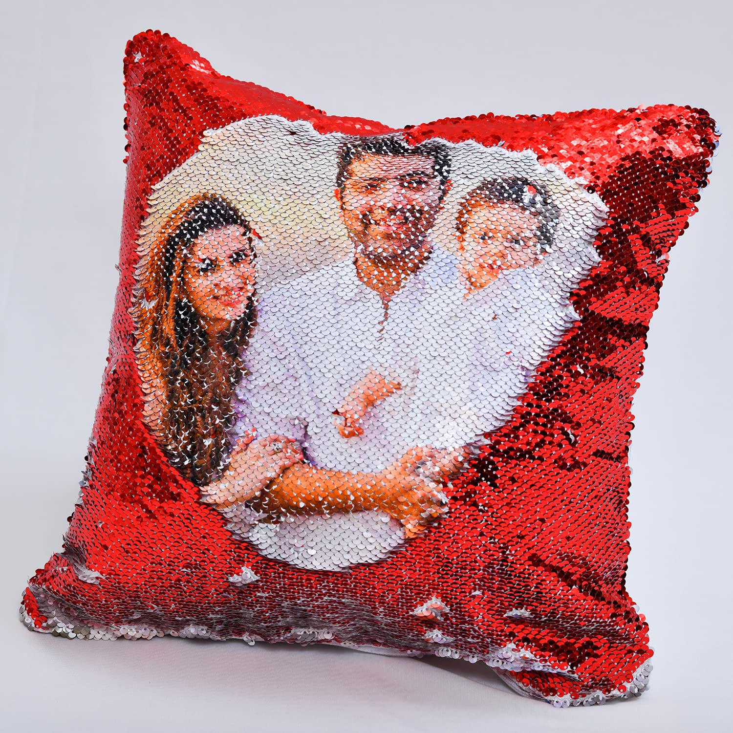 Custom Photo Pillowcase 16x16 Inches - Personalized Sequin Pillow Cover with Your Picture - Unique Home Decor & Thoughtful Gift for Birthdays, Weddings, Anniversaries