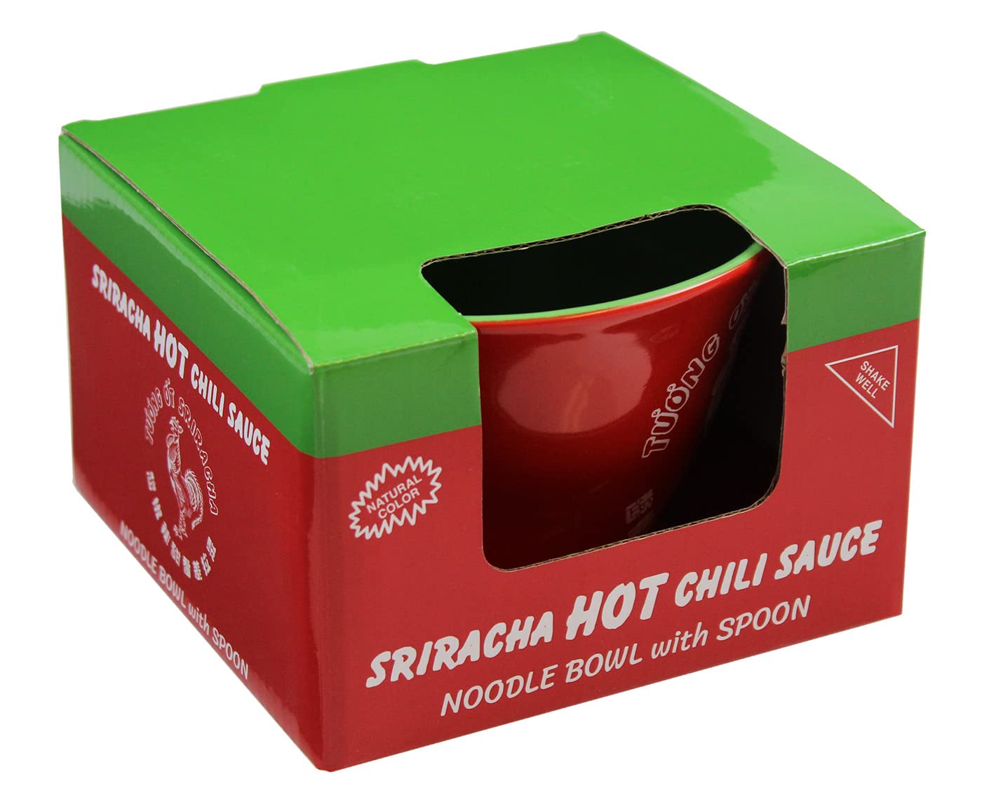 Seven Times Six Sriracha Hot Chili Sauce Ramen Noodle Bowl Soup Mug With Spoon - Spicy Instant Noodle Meal Kit for Quick Lunch, Office Snack & College Dorm Cooking