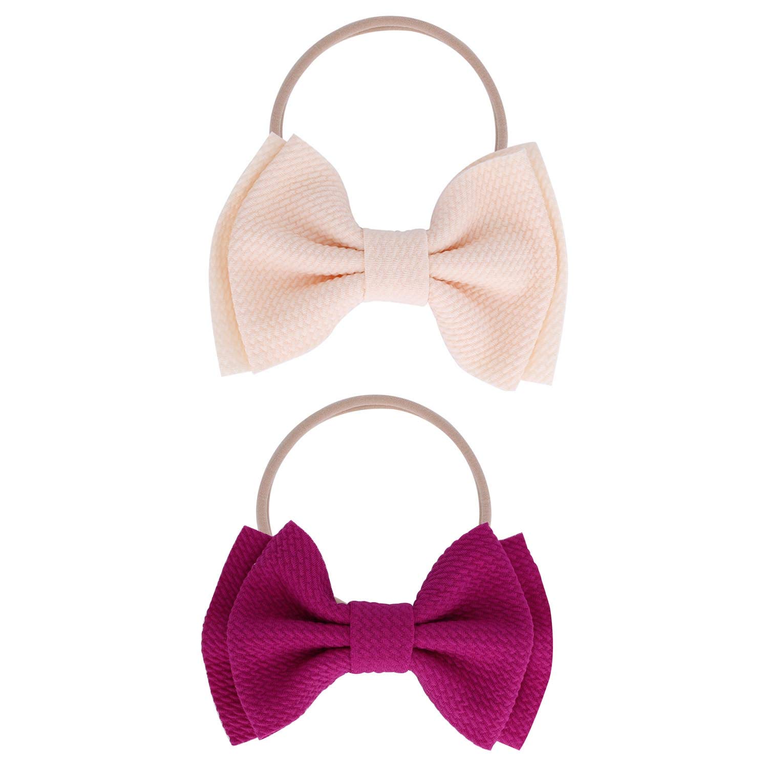 10 Pack Stretchy Nylon Baby Headbands with Bows - Soft Hair Accessories for Newborns, Toddlers & Girls | Perfect for Photoshoots, Birthday Parties & Everyday Wear