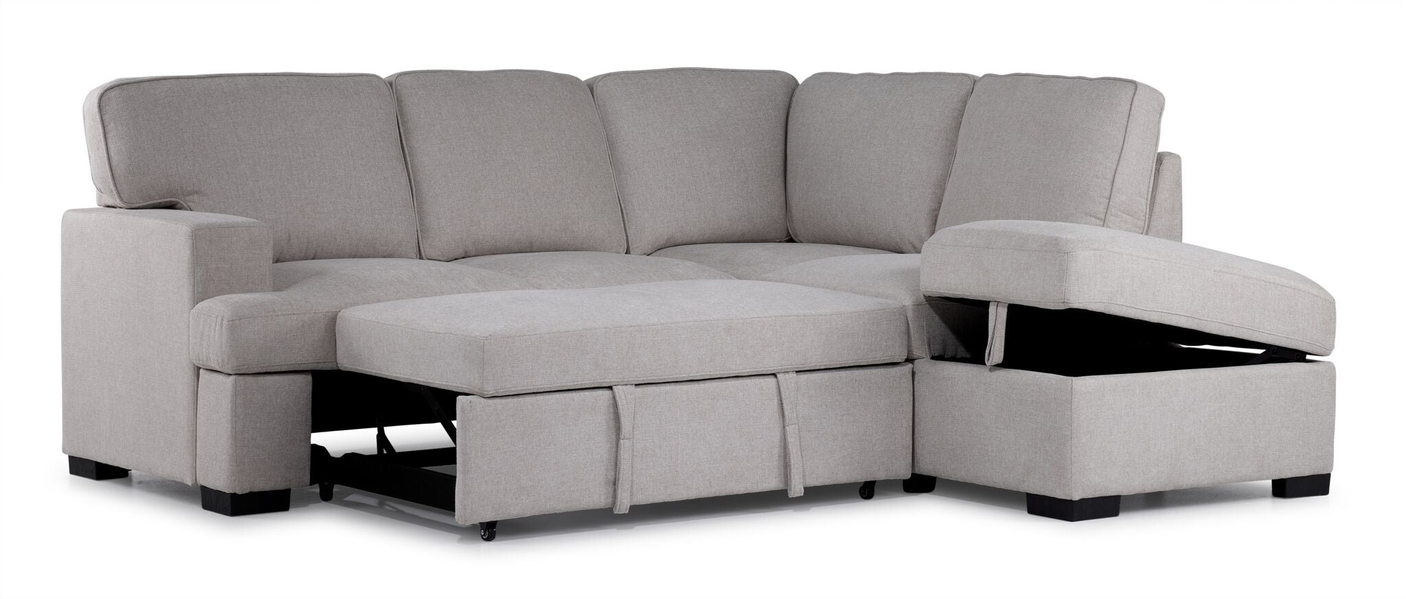 Adara 2-Piece Left-Facing Sectional Sofa with Pop-Up Bed in Beige - Perfect for Small Spaces, Guest Rooms & Cozy Living Rooms