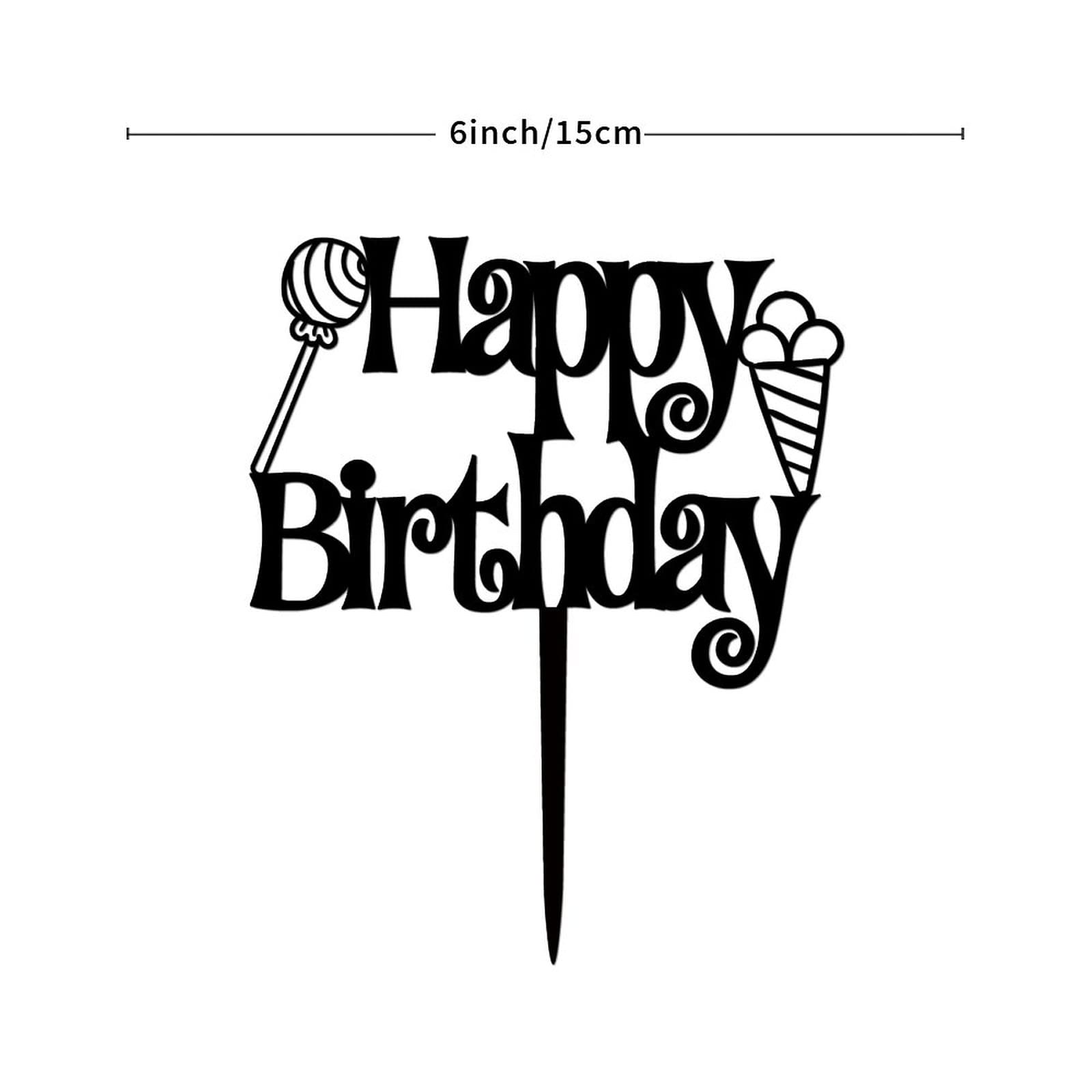 Black Acrylic Rabbit Deer Antlers Birthday Cake Topper - Happy Birthday Party Decorations for Kids, Women & Adults - Perfect for Birthday Cakes, Cupcakes & Dessert Tables - Unique Personalized Gift Idea