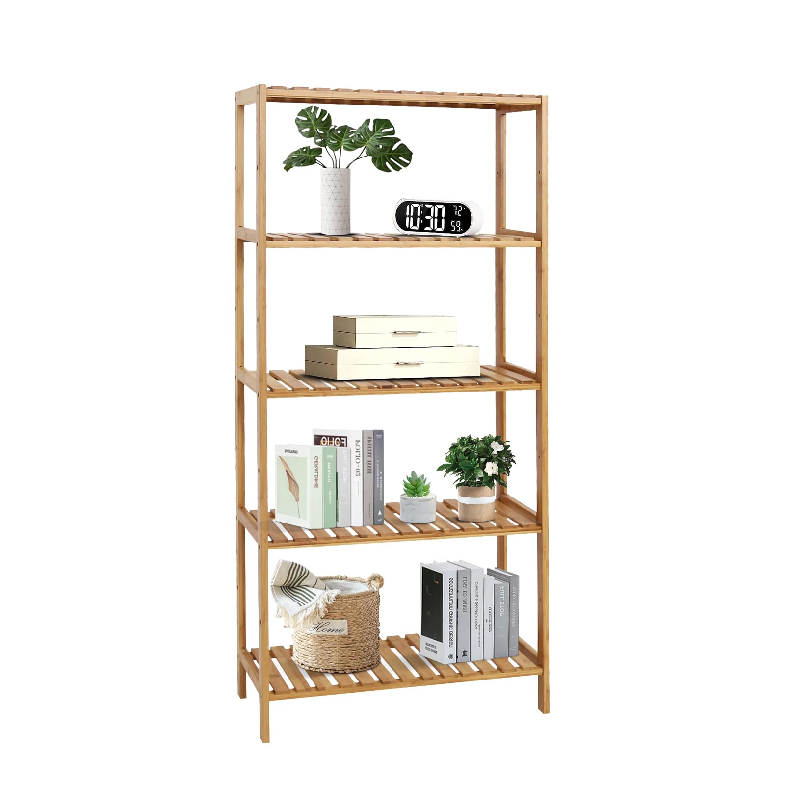 5-Tier Bamboo Bathroom Shelf Organizer - Space-Saving Storage Rack for Bathroom, Kitchen & Living Room - Perfect for Towels, Toiletries, Spices & Decorative Items