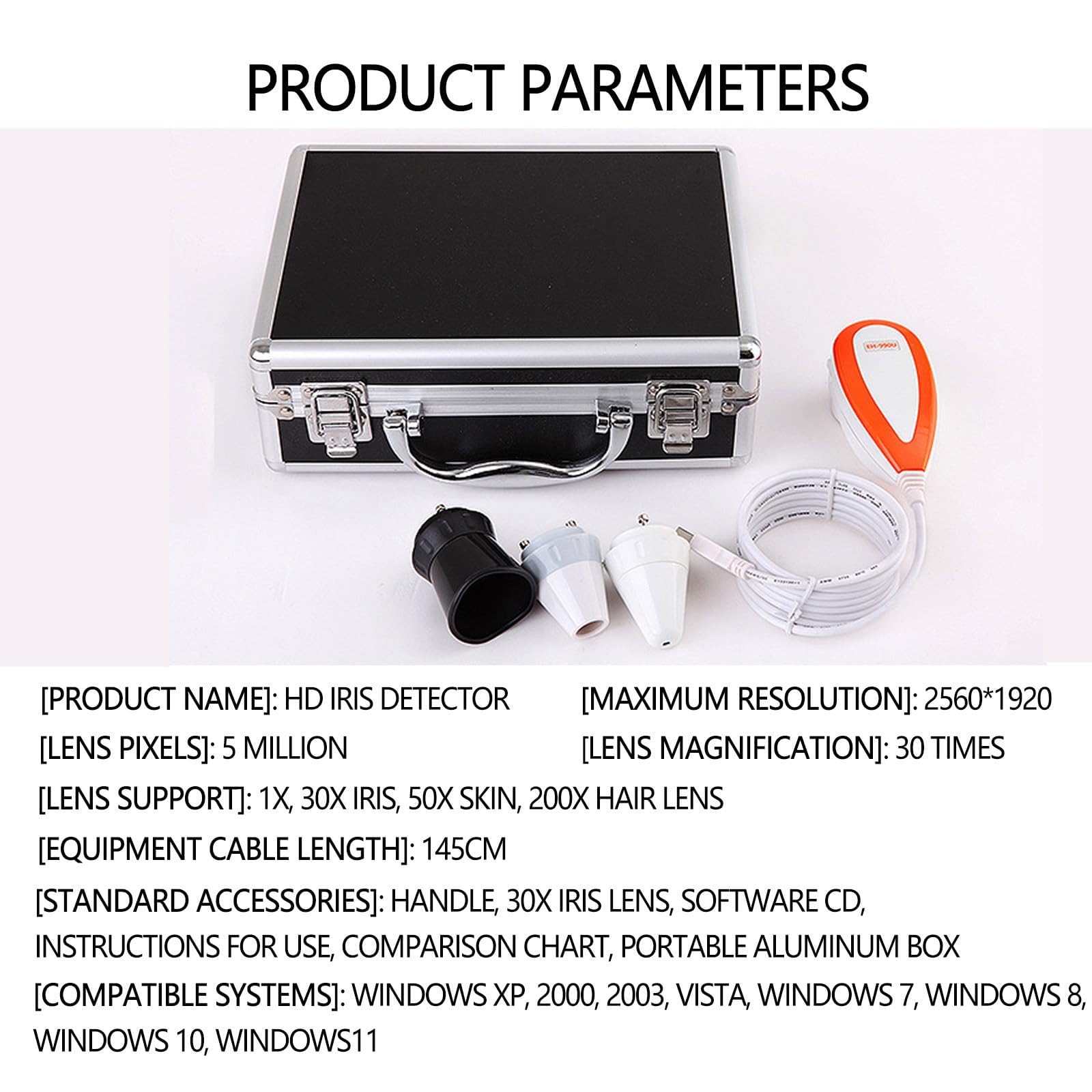 Professional Iridology Camera USB 2.0 with 30x Lens - Portable Left/Right Eye Analyzer for Holistic Health Assessment - Perfect for Naturopaths, Iridologists & Wellness Practitioners