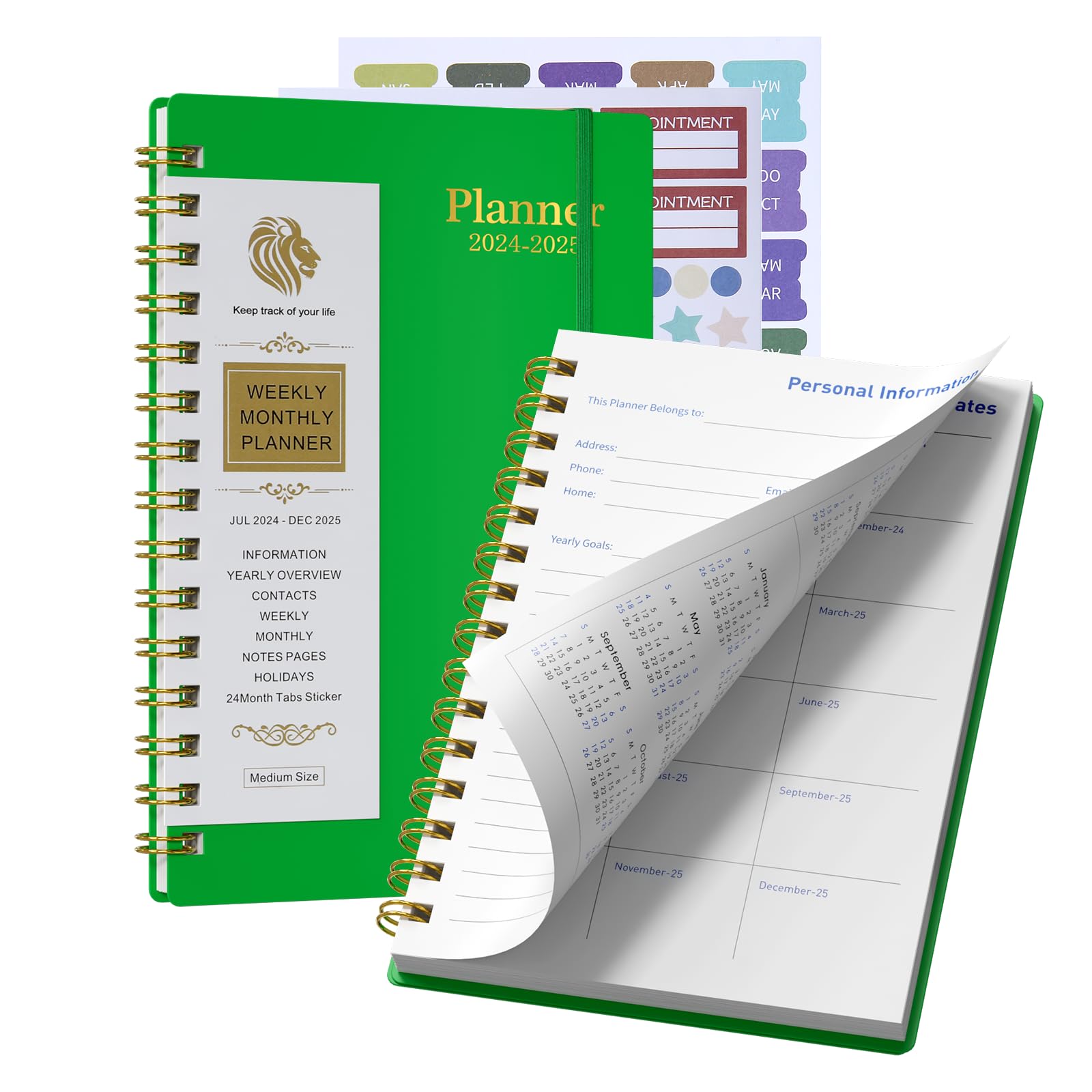 2024-2025 Academic Planner - Weekly & Monthly Organizer with Tabs and Stickers | 18-Month Planner from July 2024 to December 2025 | 5.6