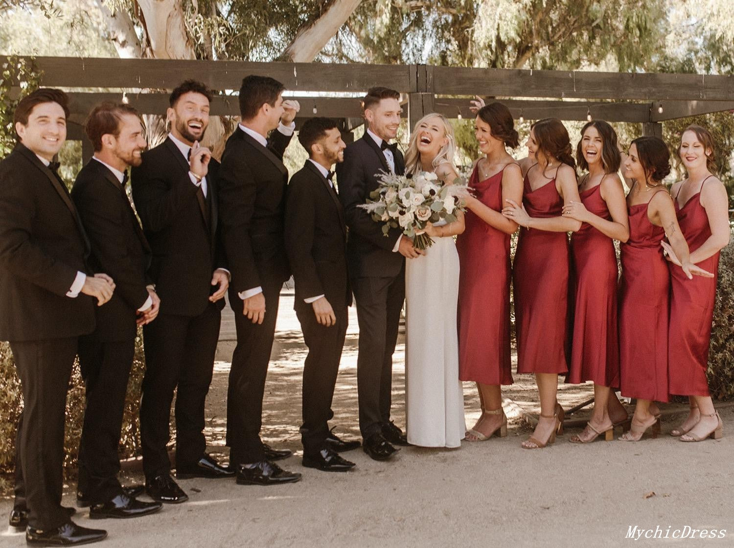 Hot Rust Simple Satin Bridesmaid Dresses - Short Spaghetti Straps A-Line Wedding Party Gowns for Bridesmaids, Maid of Honor, Formal Occasions & Special Events