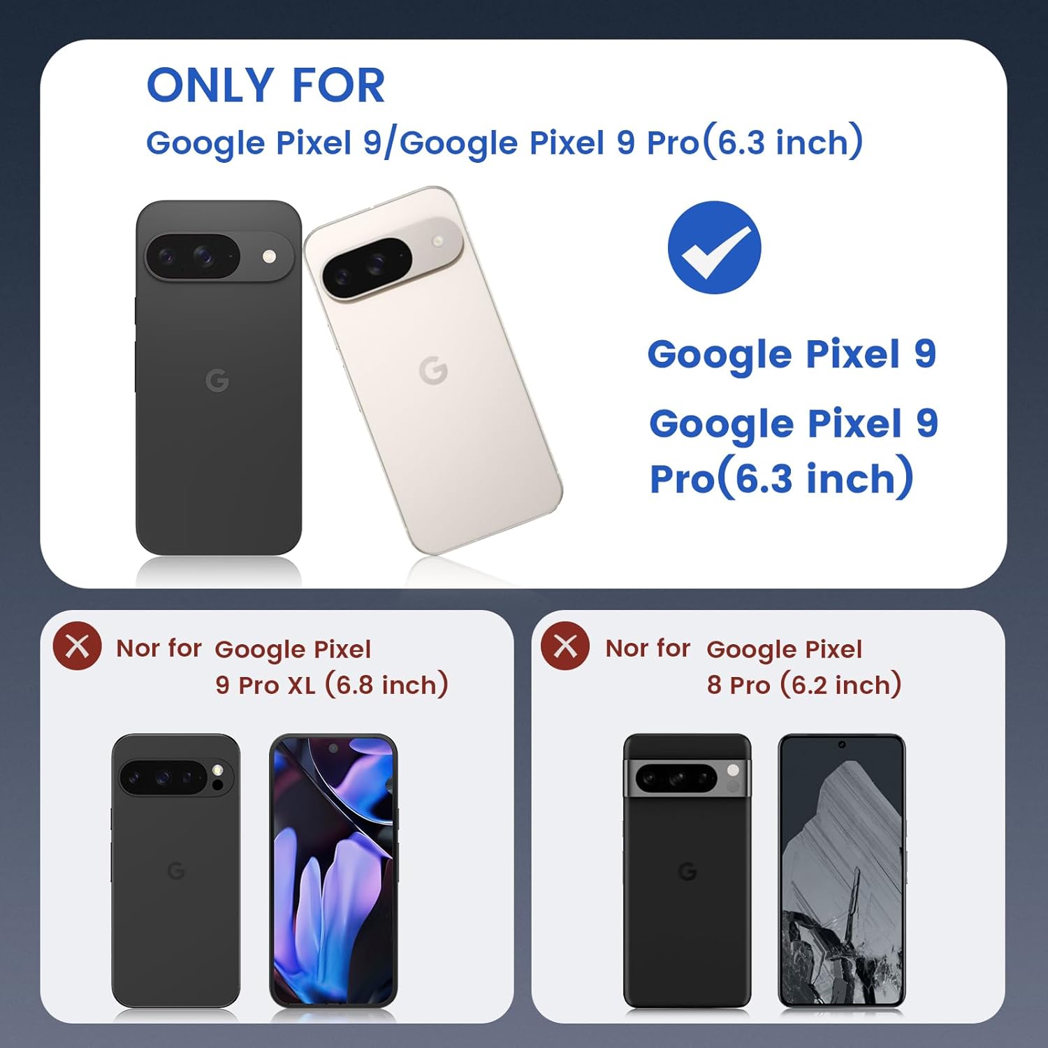 Google Pixel 9 / Pixel 9 Pro Case with Privacy Screen Protector - 6.3 Inch Clear Protective Phone Cover for Everyday Use, Travel & Work