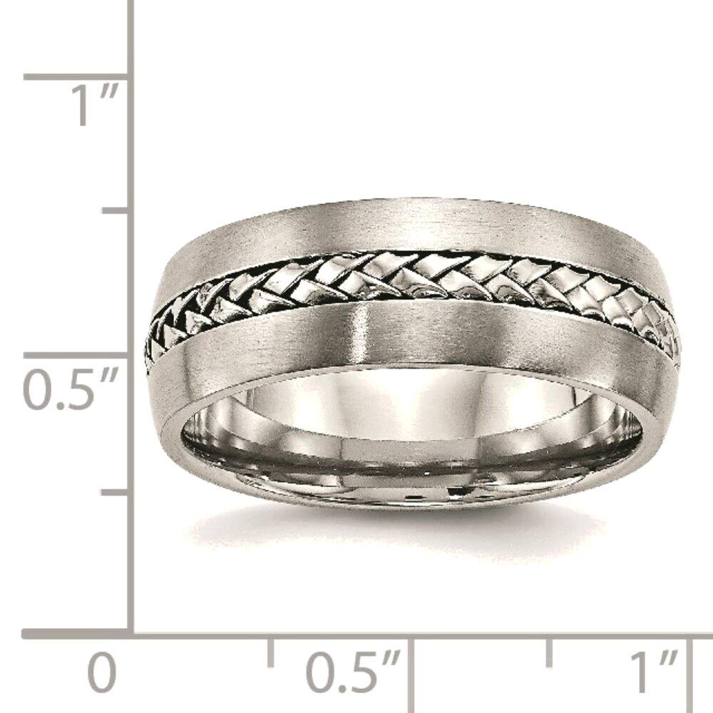 Bonyak Stainless Steel Braided Jewelry Band - 8.00mm Brushed & Polished Ring Size 7.5 - Durable Wedding, Anniversary & Fashion Jewelry for Men & Women