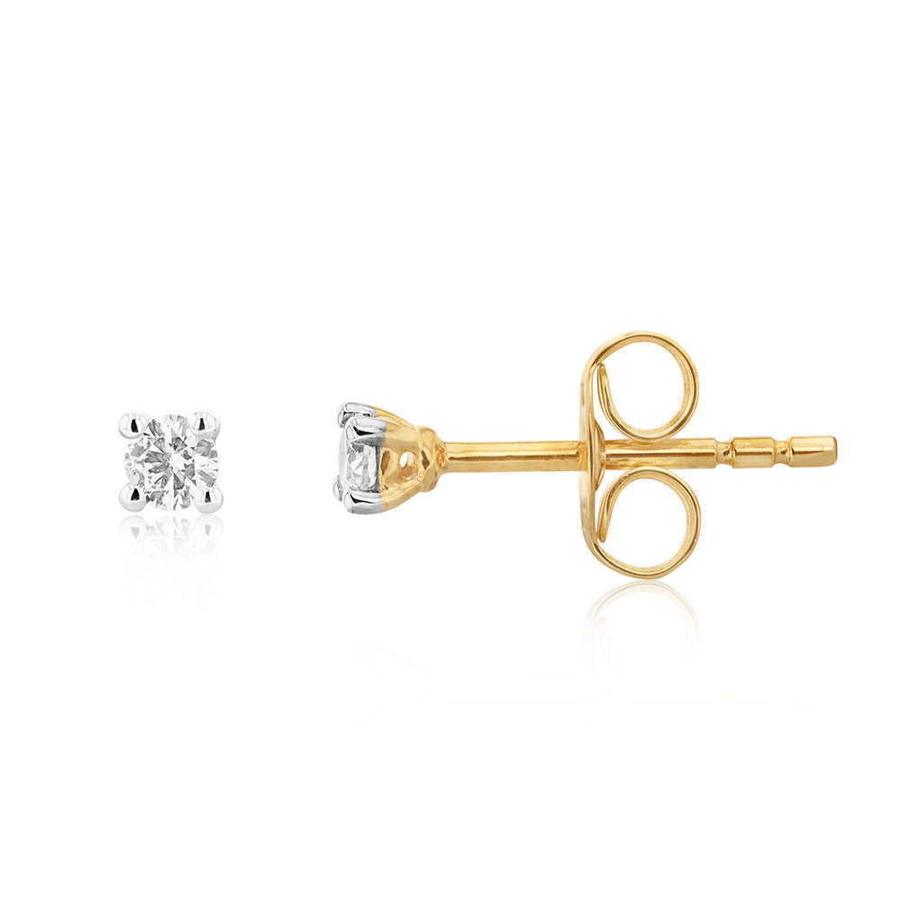 9ct Yellow Gold Diamond Stud Earrings for Women - Elegant & Timeless Jewelry Gift for Anniversary, Birthday or Special Occasion