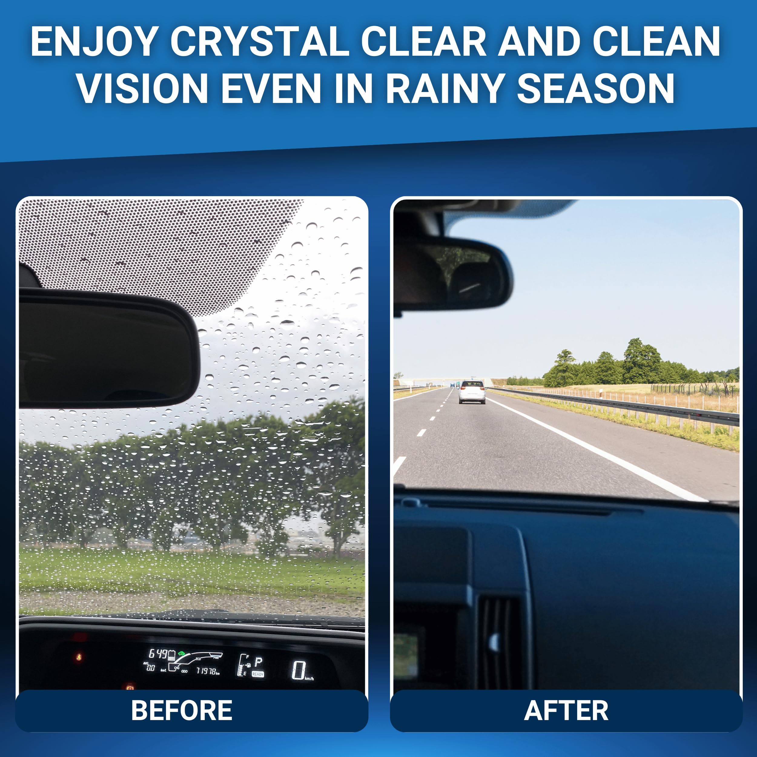 Groommm Concentrated Windshield Washer Fluid for Cars - 250ml (Dilutes to 1L) | Streak-Free Car Glass Cleaner for Crystal Clear Visibility | All-Weather Wiper Fluid for Safe Driving in Rain, Snow & Dust