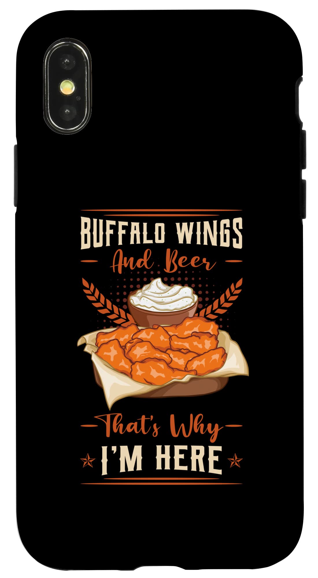 iPhone X/XS Phone Case with Buffalo Wings Fried Chicken Hot Wing Sauce Design - Perfect for Food Lovers & Sports Fans at Parties, Games & Outdoor Events