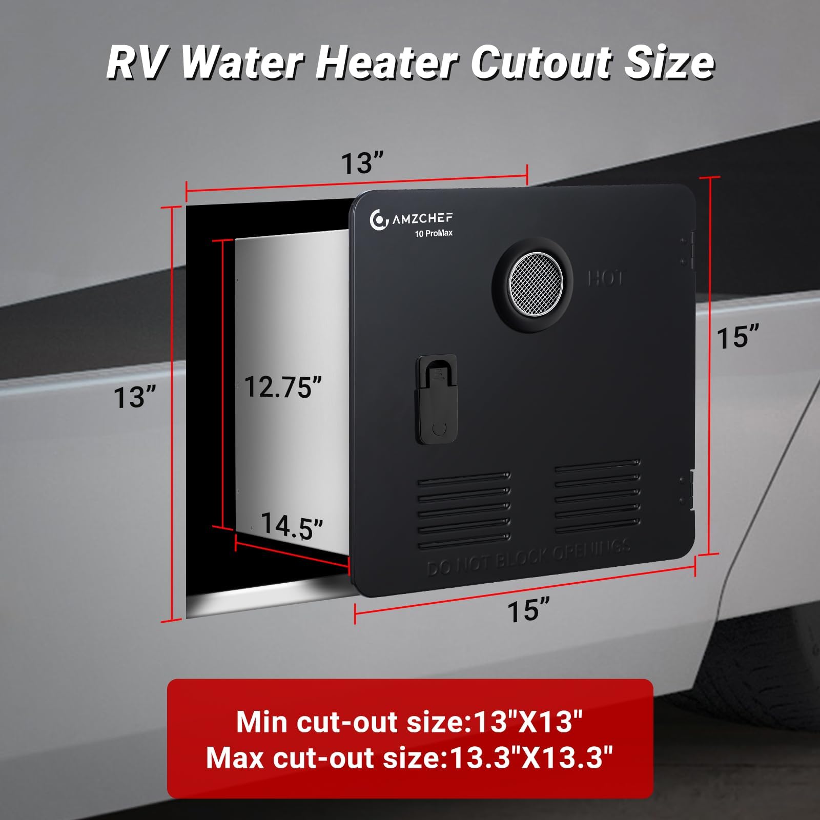 AMZCHEF 65,000BTU RV Tankless Water Heater - CSA Certified 3.9 GPM On-Demand Hot Water System with 15x15